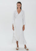 The Essence Linen Dress - Long Sleeves with Ruffle Detail