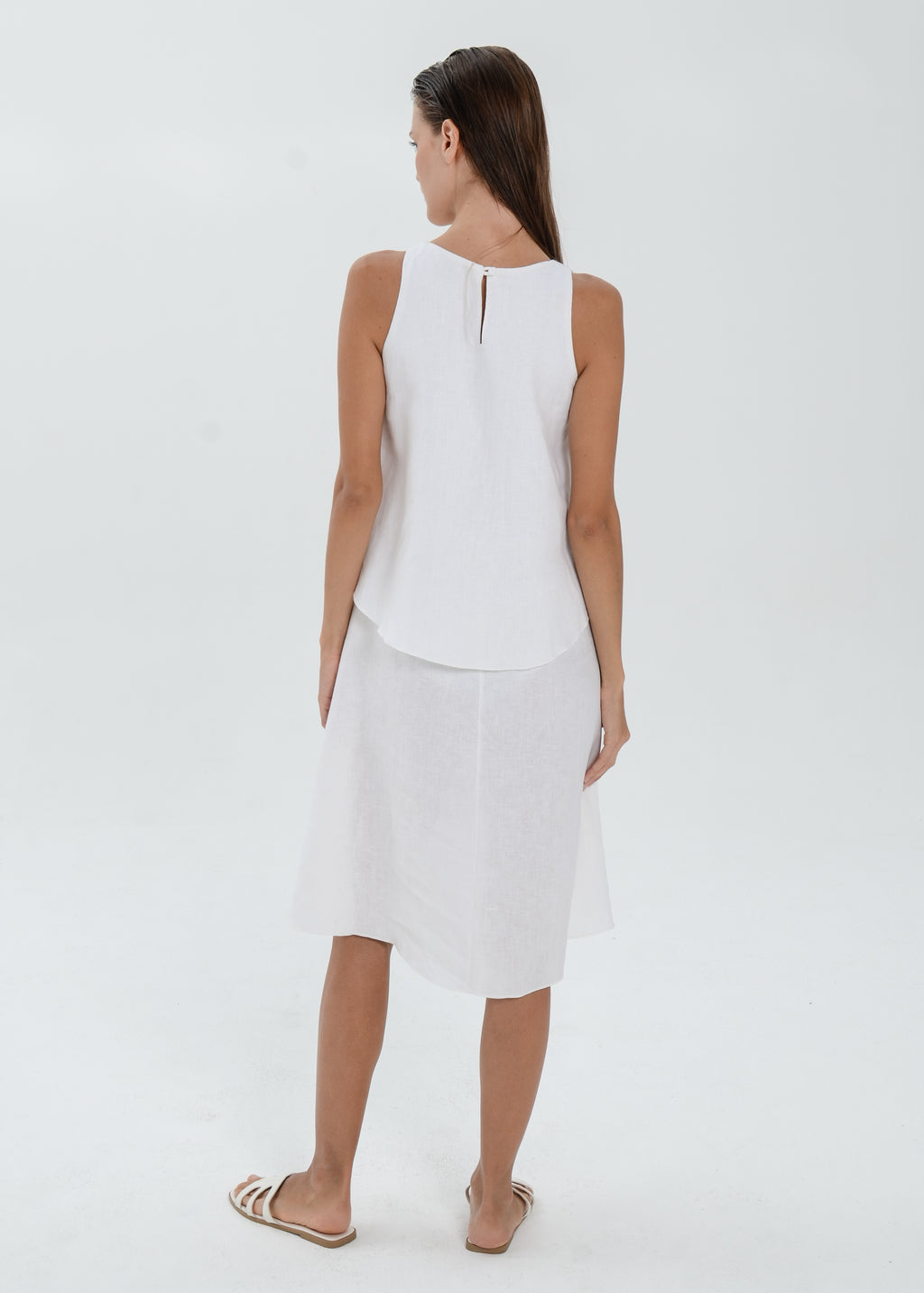 The Essence Linen Dress -  Double Layered with High-Low Hem