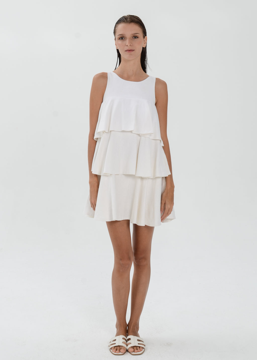 The Essence Linen Dress -  Tiered Ruffle Dress