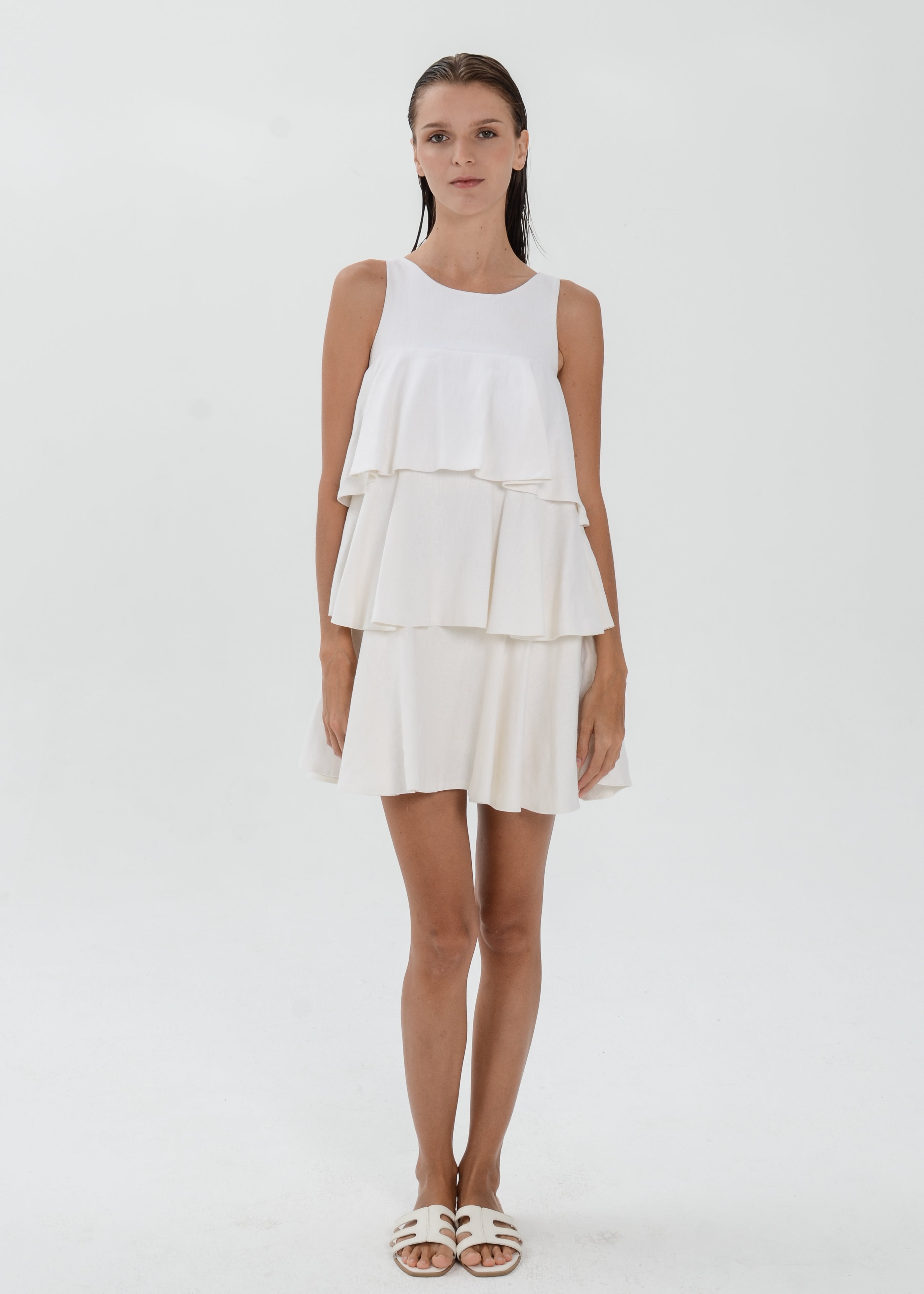 The Essence Linen Dress -  Tiered Ruffle Dress