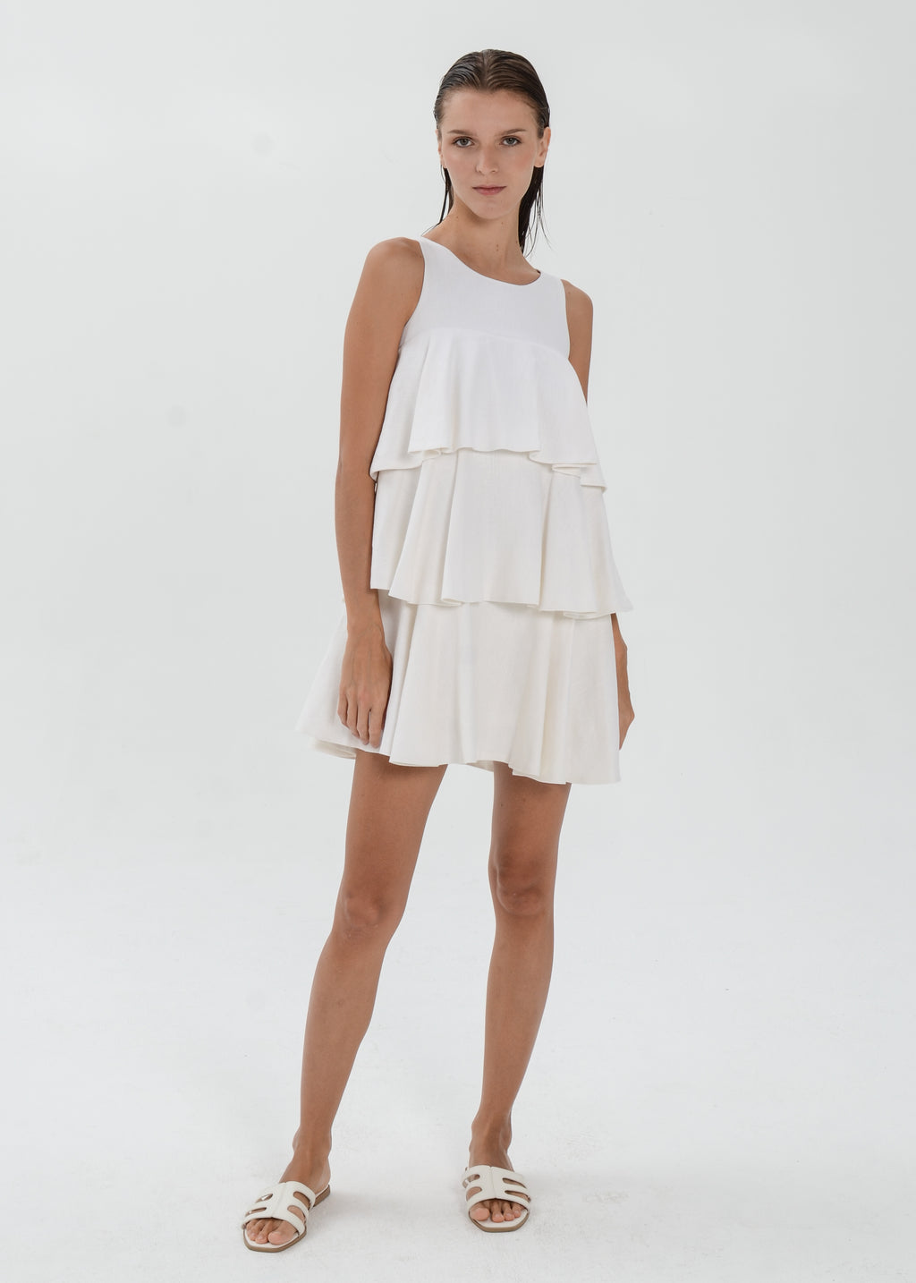The Essence Linen Dress -  Tiered Ruffle Dress