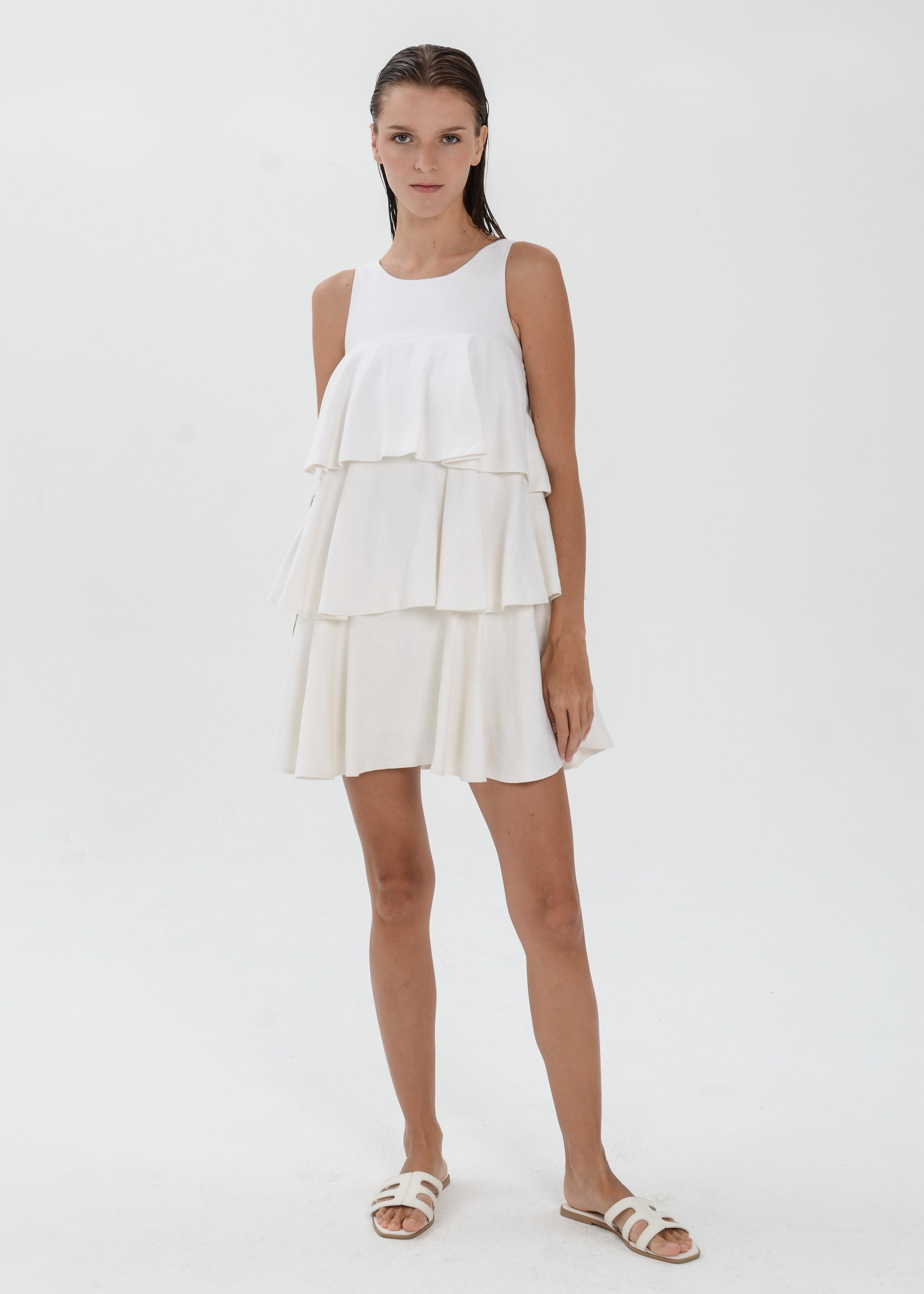 The Essence Linen Dress -  Tiered Ruffle Dress