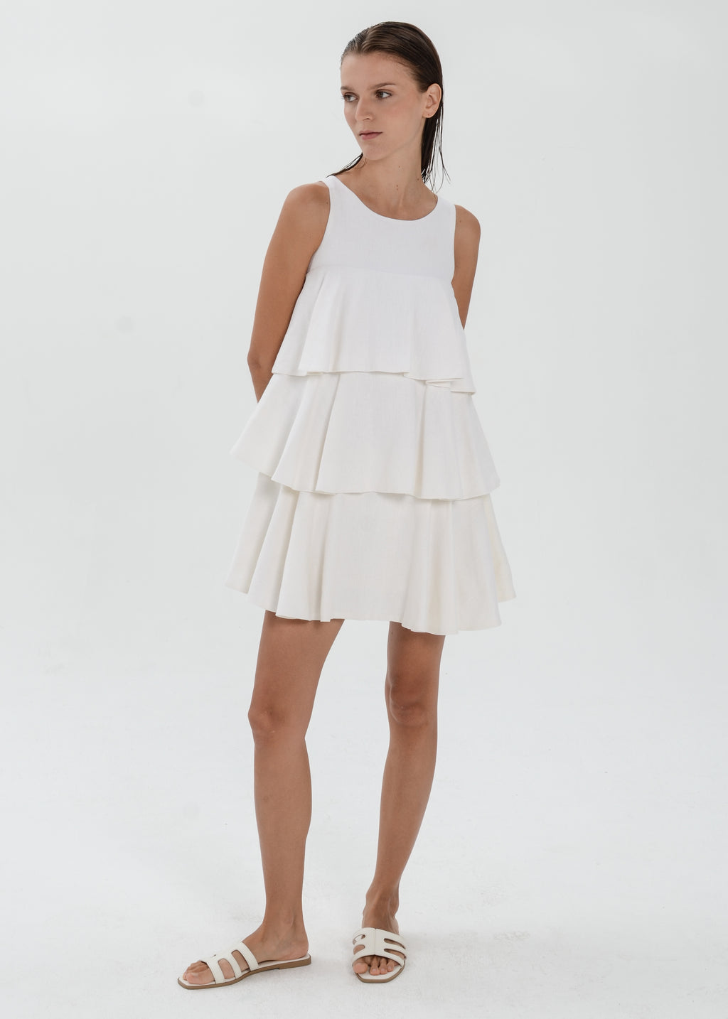 The Essence Linen Dress -  Tiered Ruffle Dress