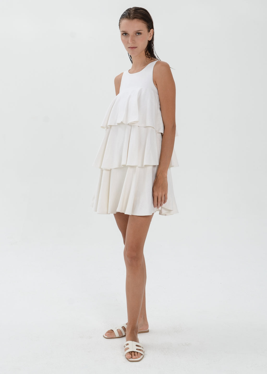 The Essence Linen Dress -  Tiered Ruffle Dress