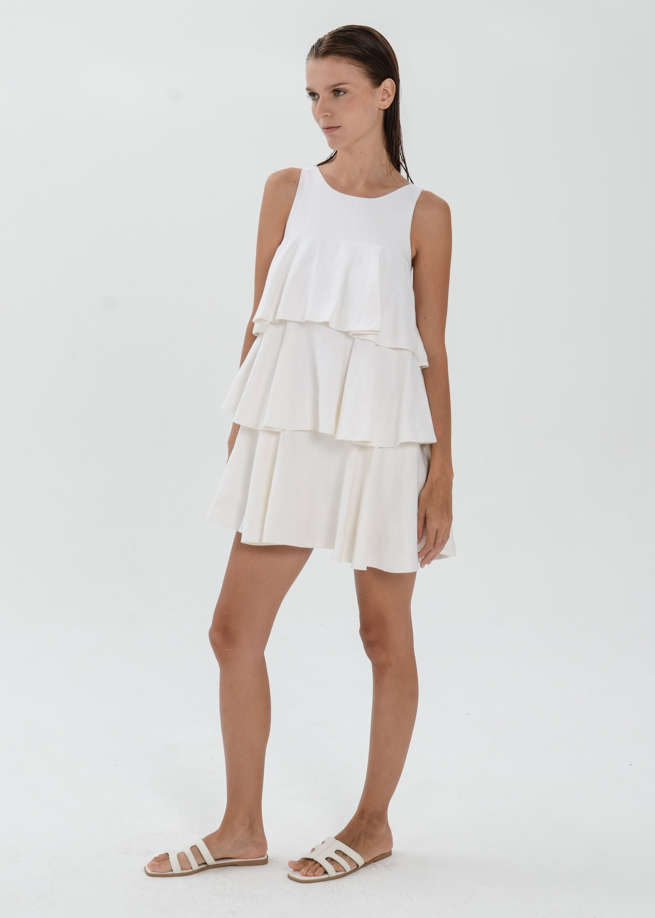 The Essence Linen Dress -  Tiered Ruffle Dress