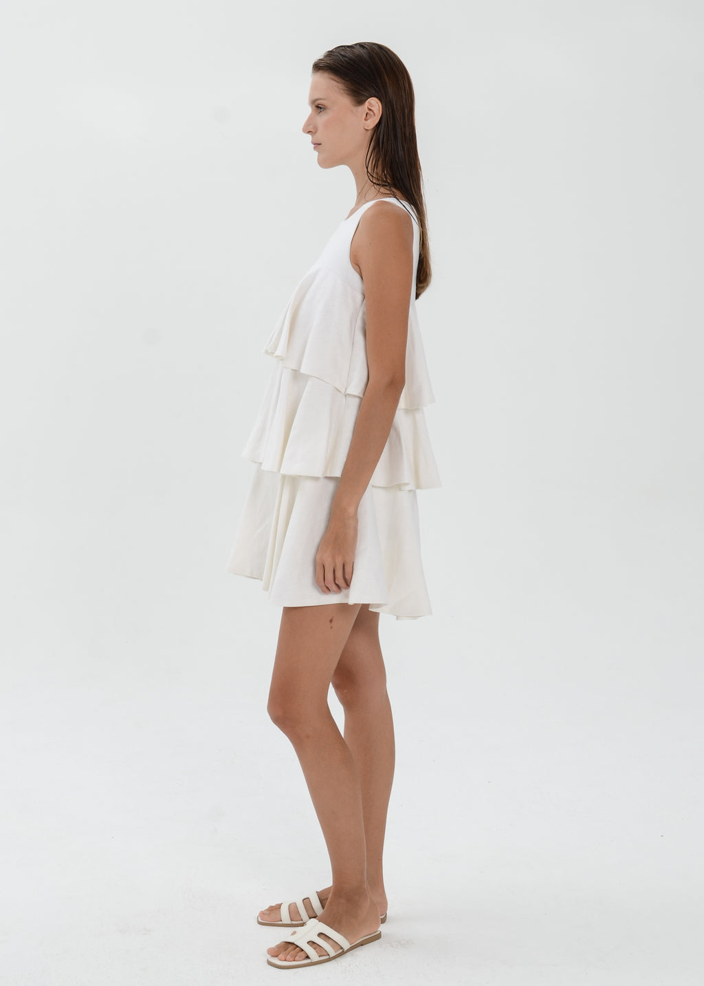 The Essence Linen Dress -  Tiered Ruffle Dress