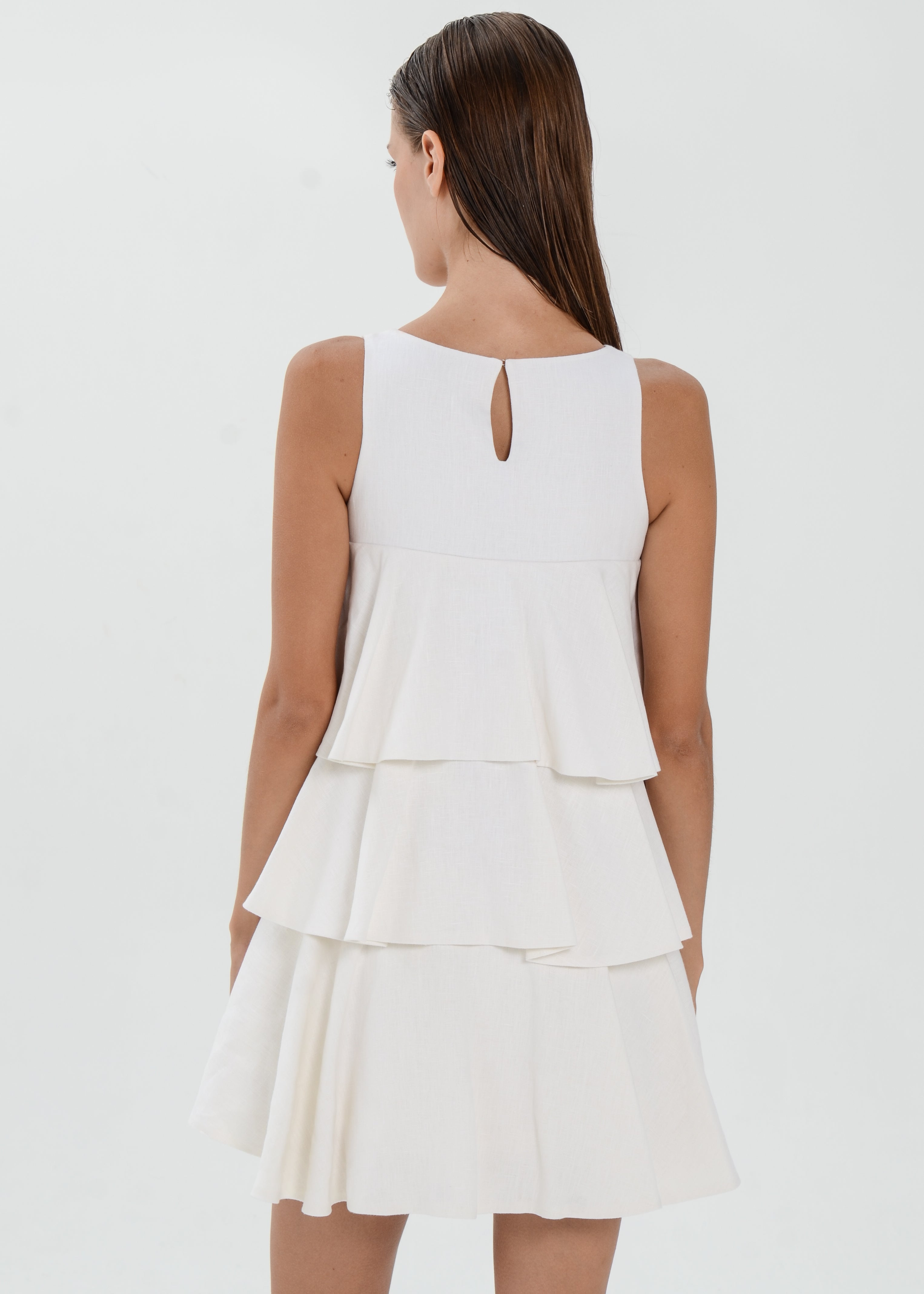 The Essence Linen Dress -  Tiered Ruffle Dress