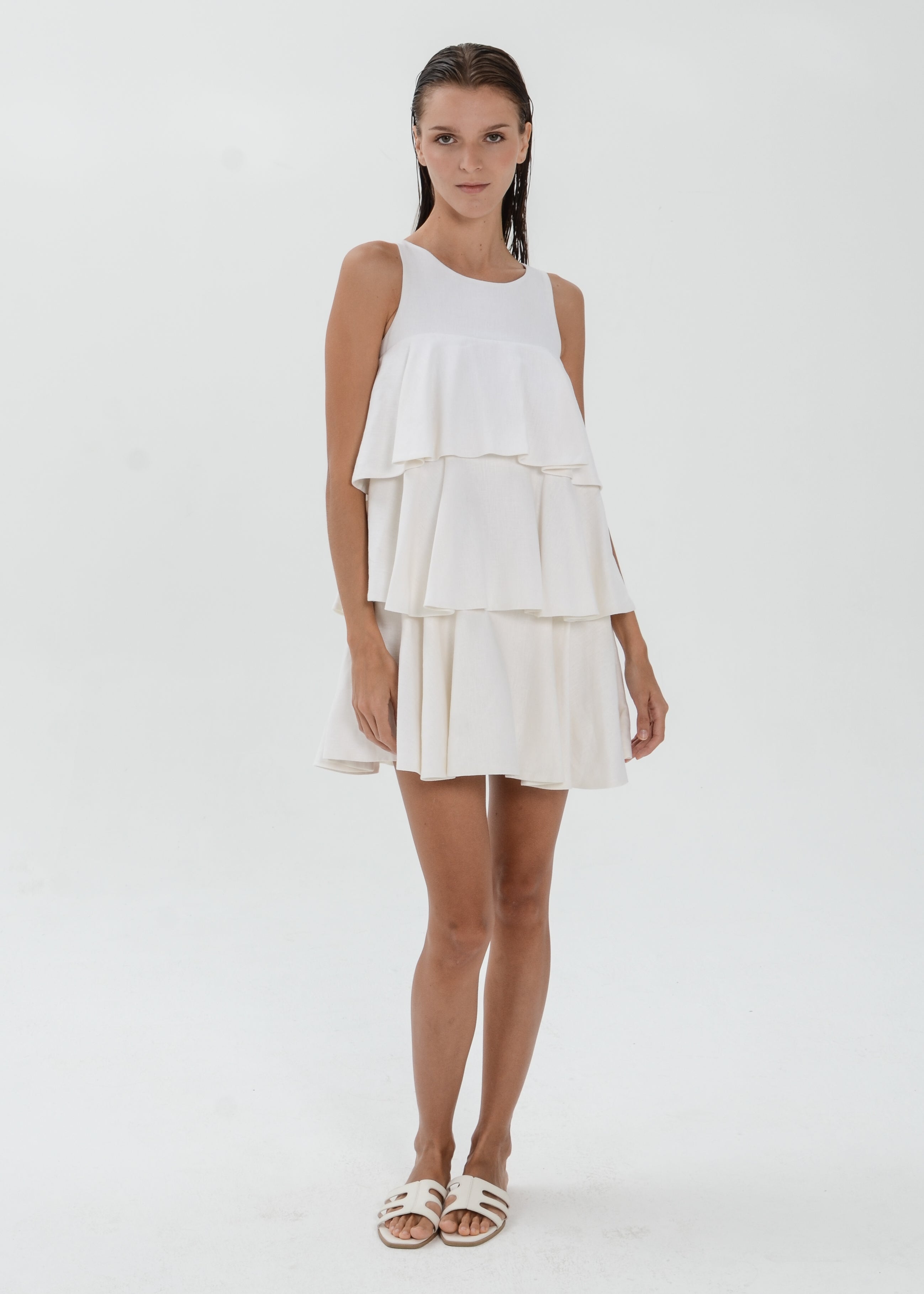 The Essence Linen Dress -  Tiered Ruffle Dress