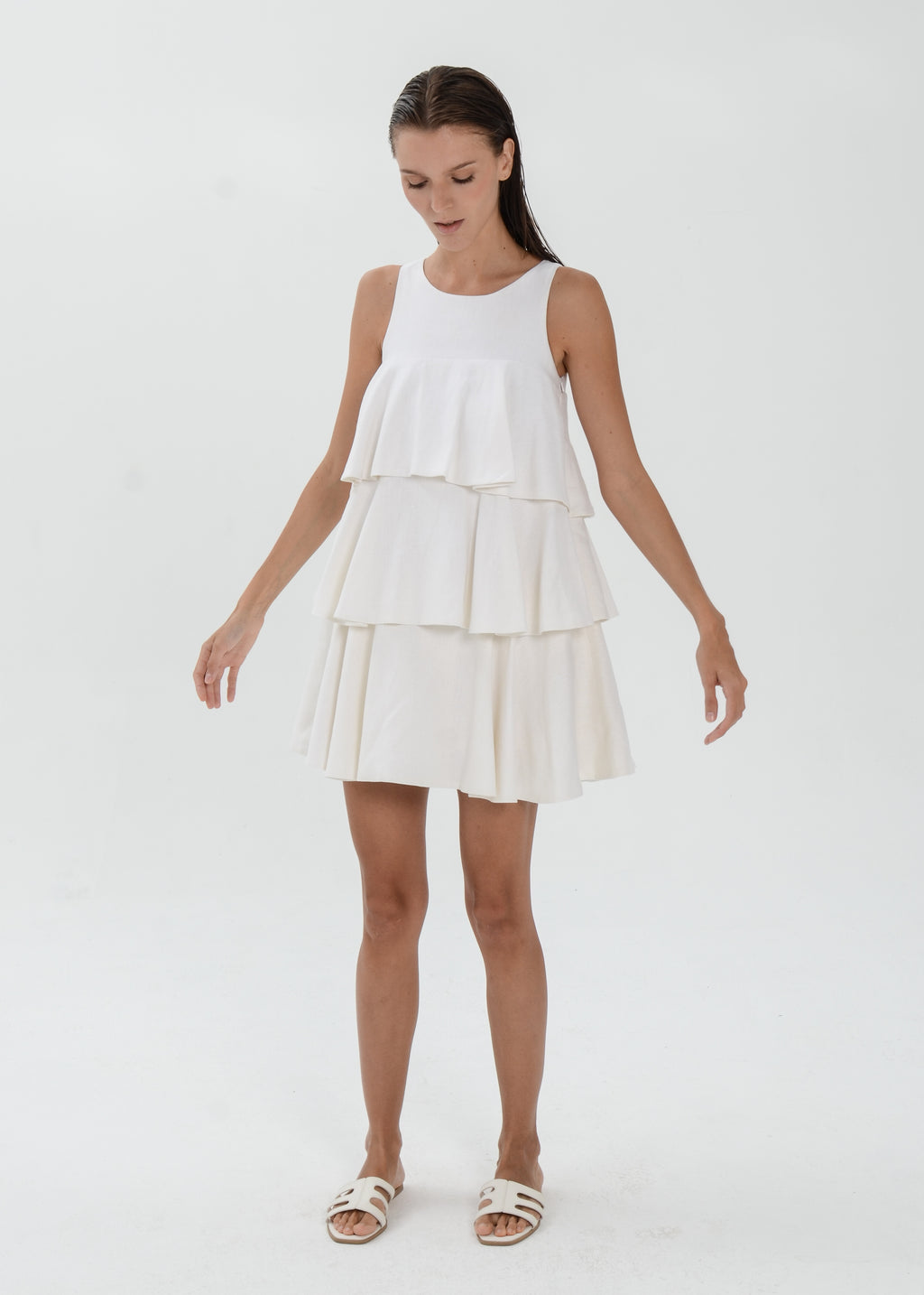 The Essence Linen Dress -  Tiered Ruffle Dress