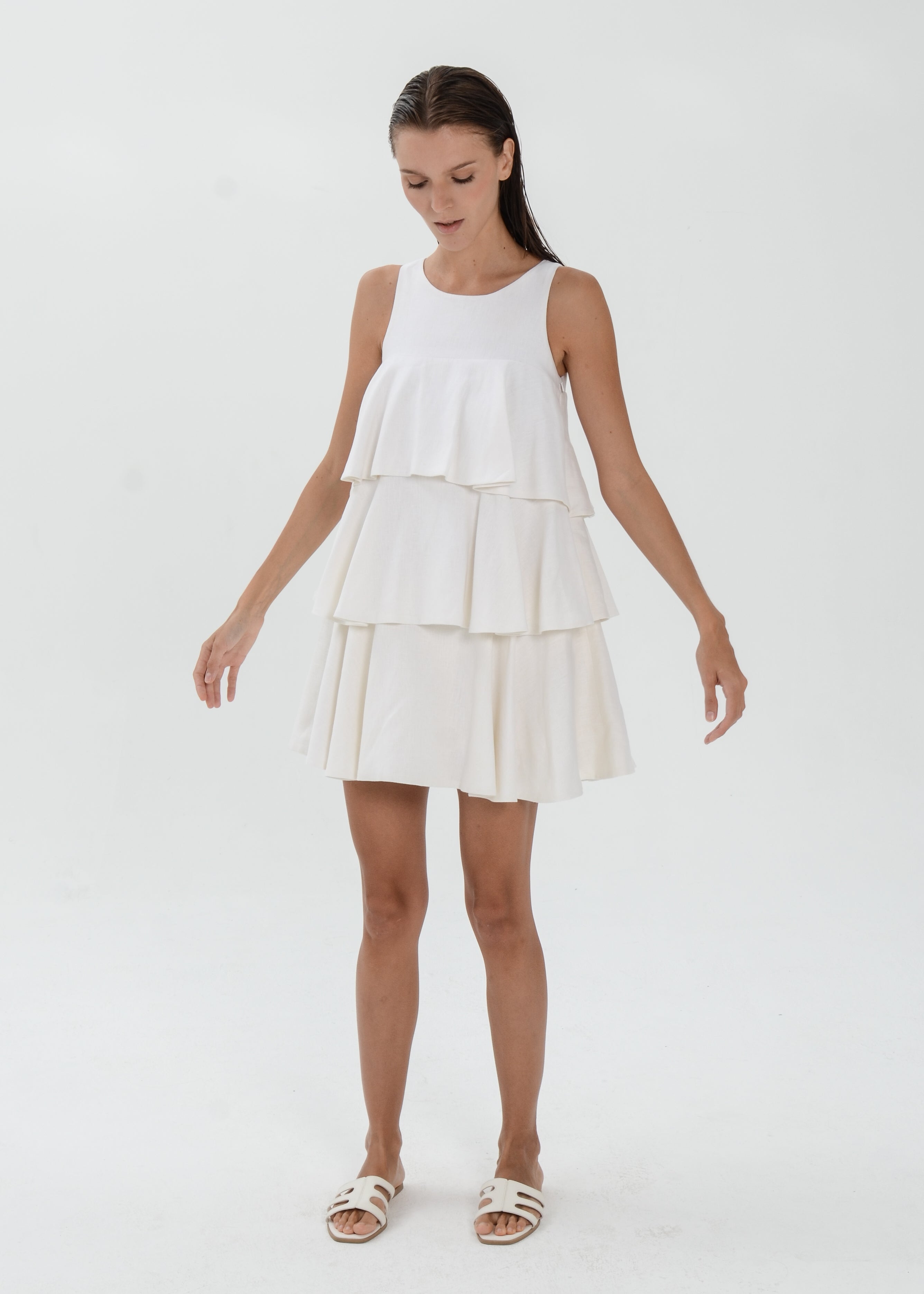The Essence Linen Dress -  Tiered Ruffle Dress