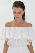 Flo Linen Top - Ruffle Off Shoulder Blouse