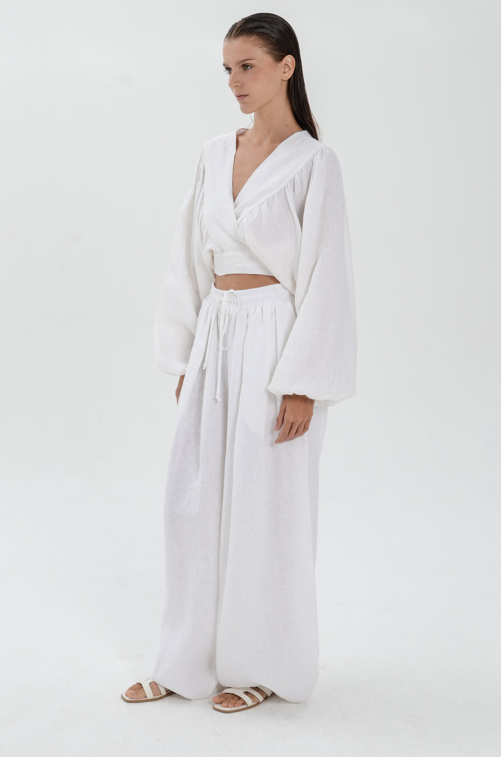 The Essence Linen Set - Bubble Pants and Long Sleeves Jacket