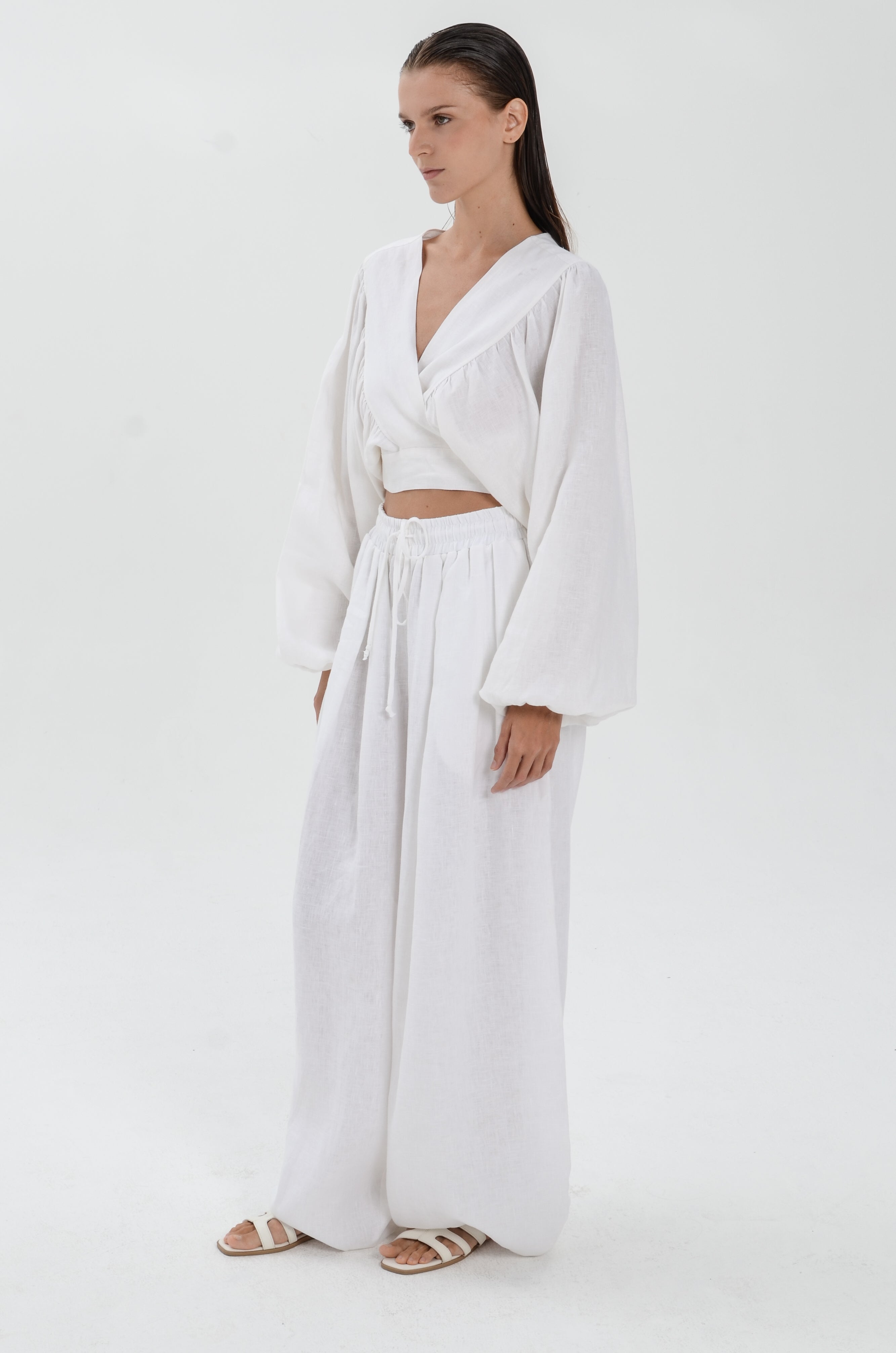 The Essence Linen Set - Bubble Pants and Long Sleeves Jacket