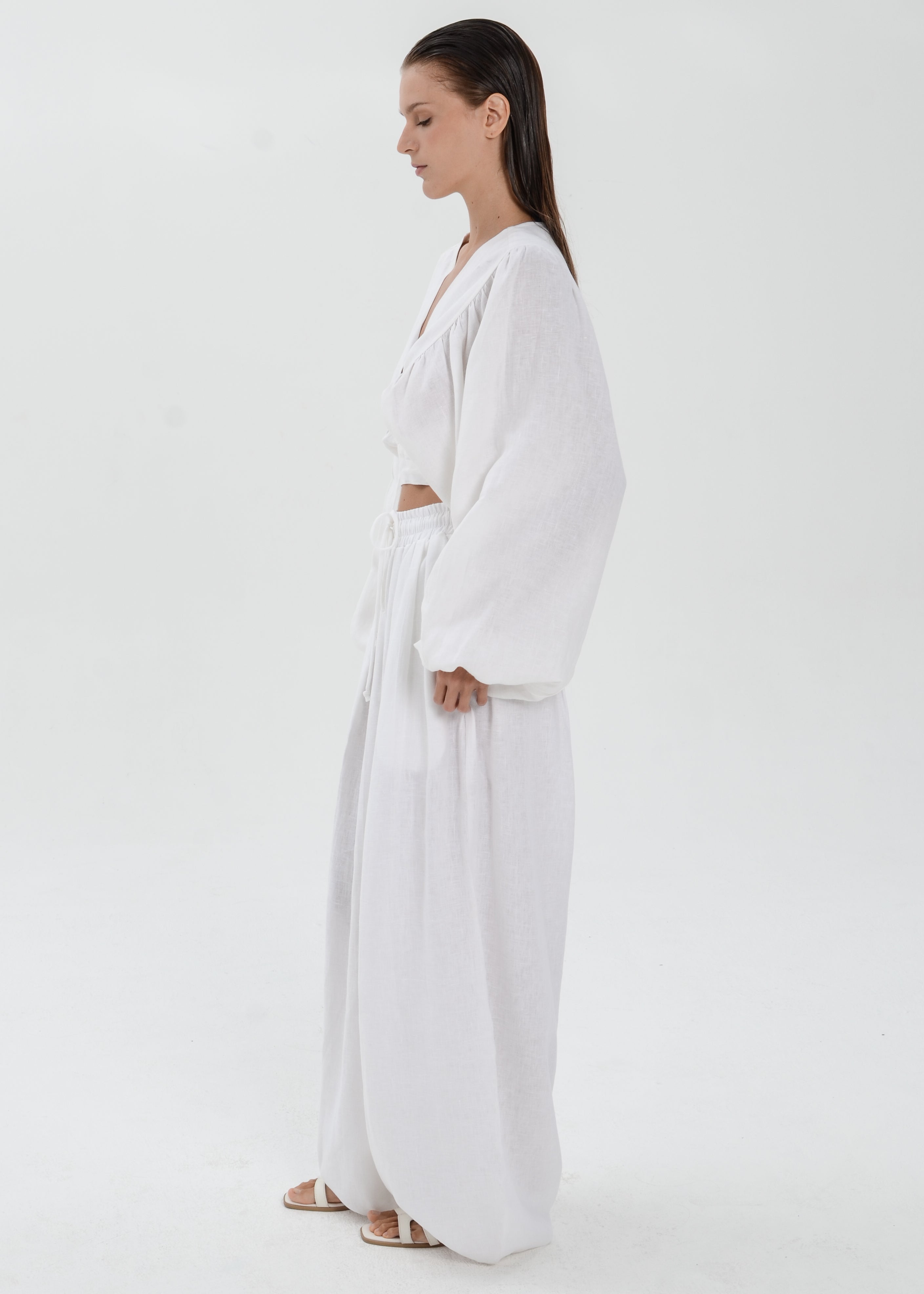 The Essence Linen Set - Bubble Pants and Long Sleeves Jacket