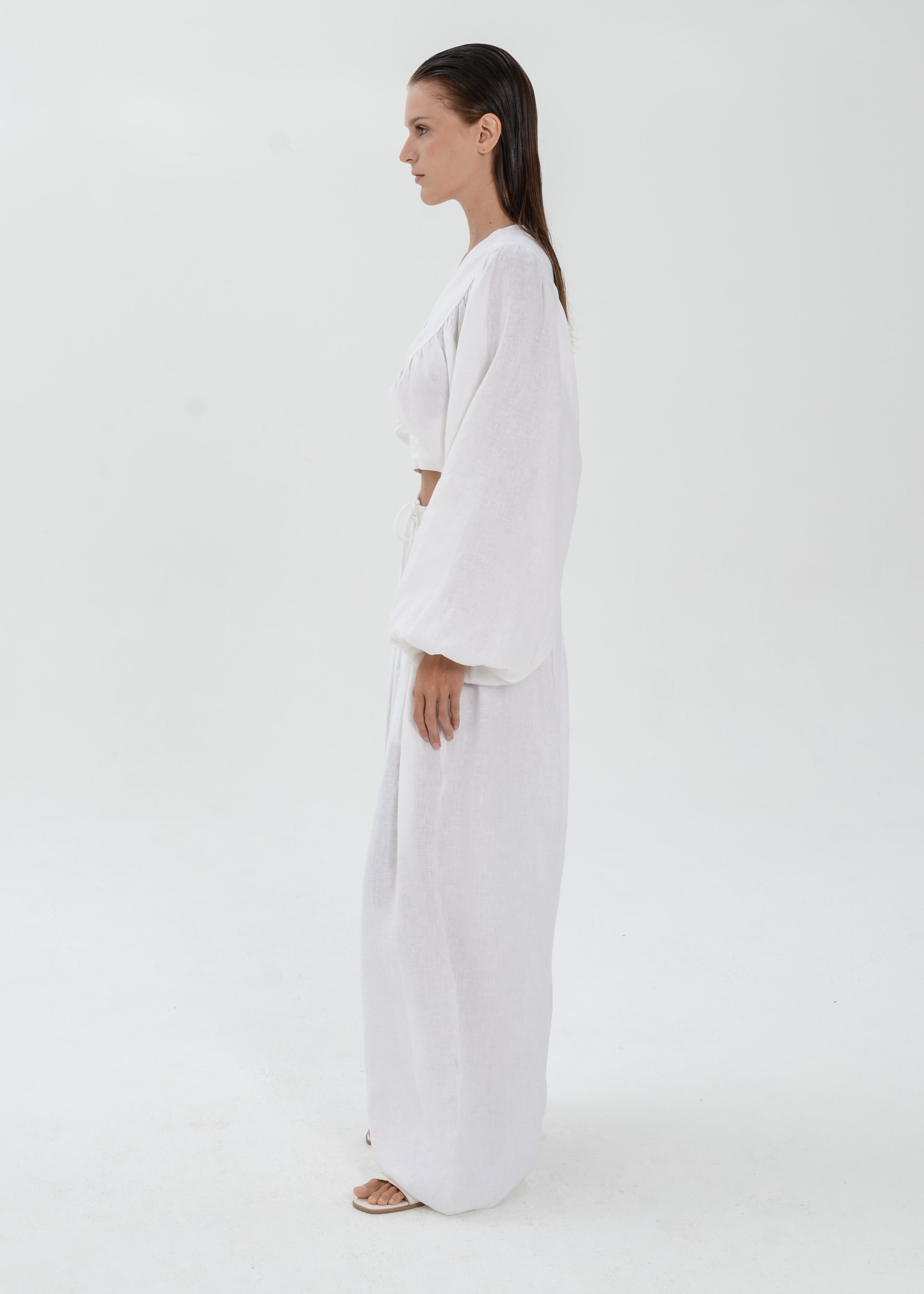 The Essence Linen Set - Bubble Pants and Long Sleeves Jacket