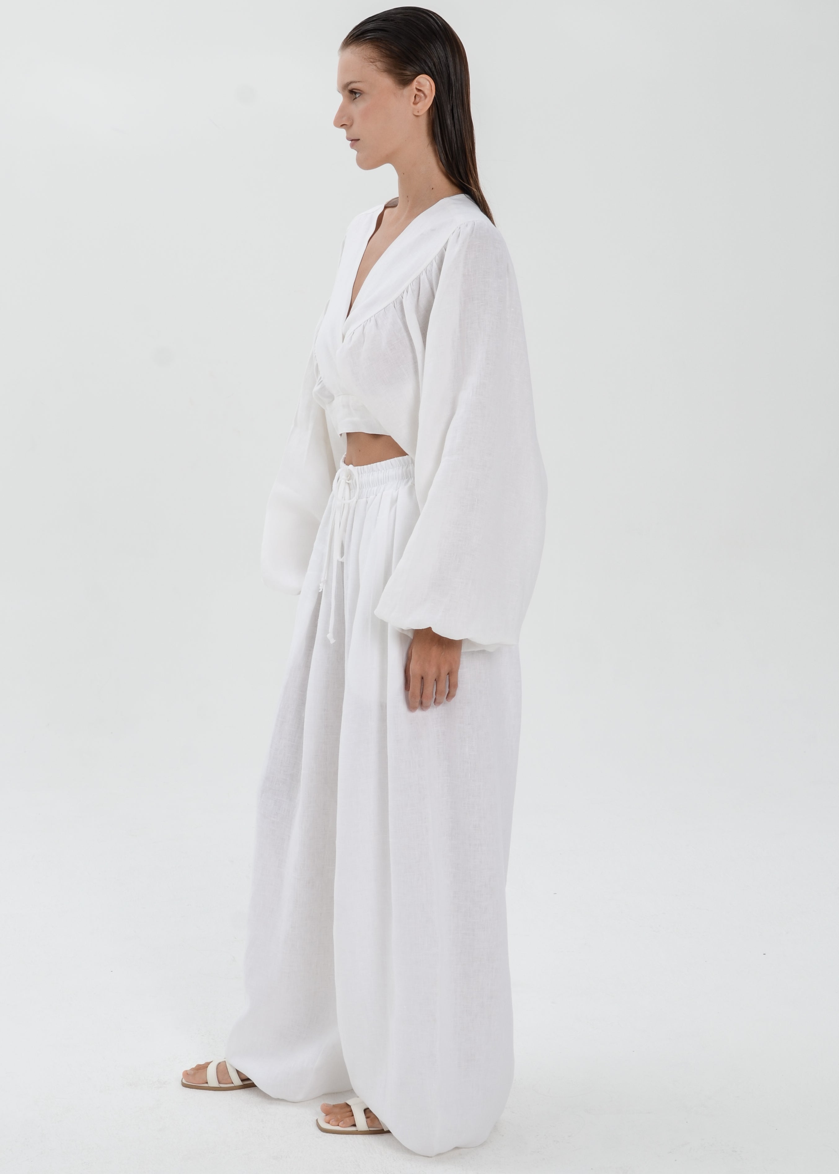 The Essence Linen Set - Bubble Pants and Long Sleeves Jacket
