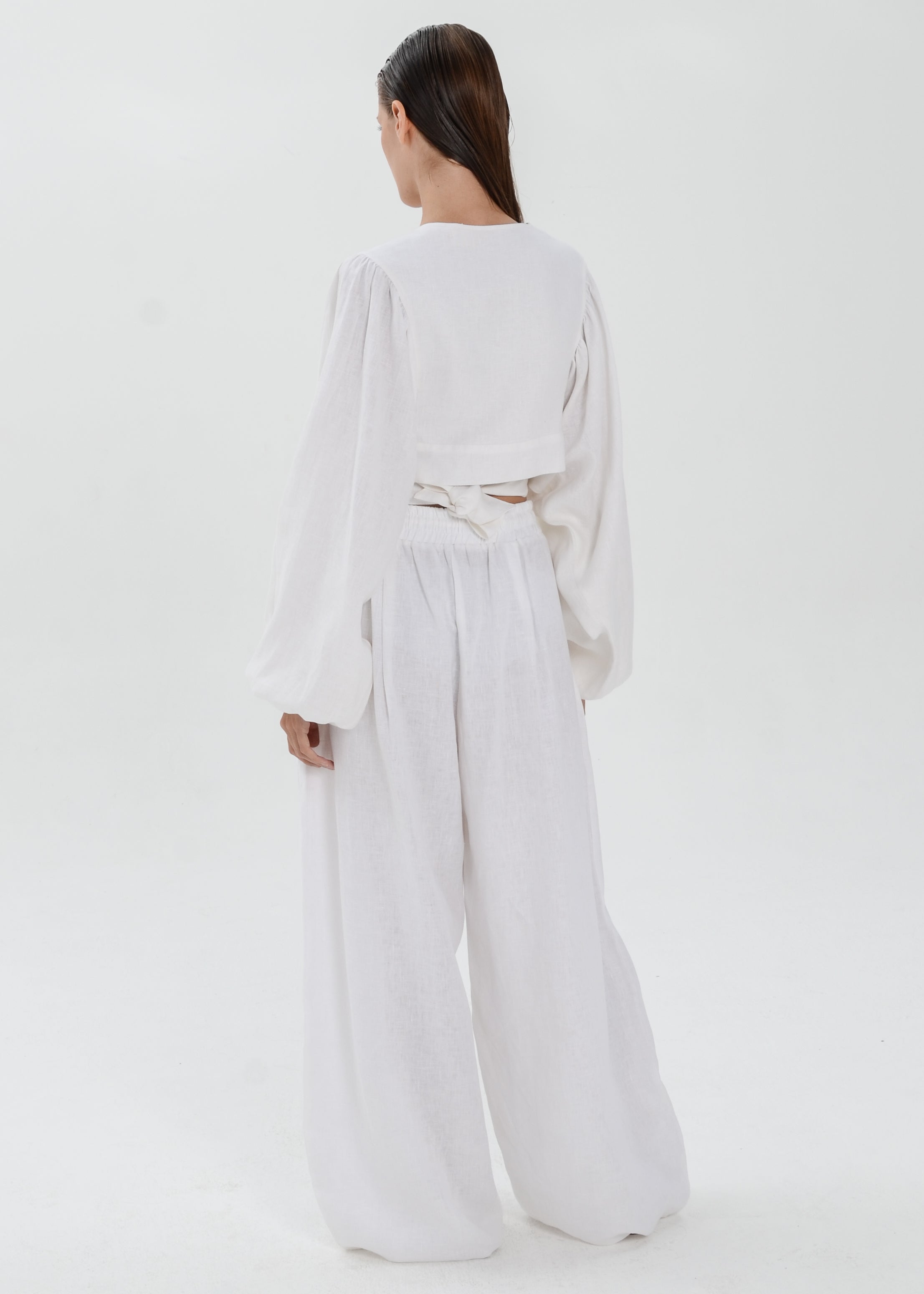 The Essence Linen Set - Bubble Pants and Long Sleeves Jacket