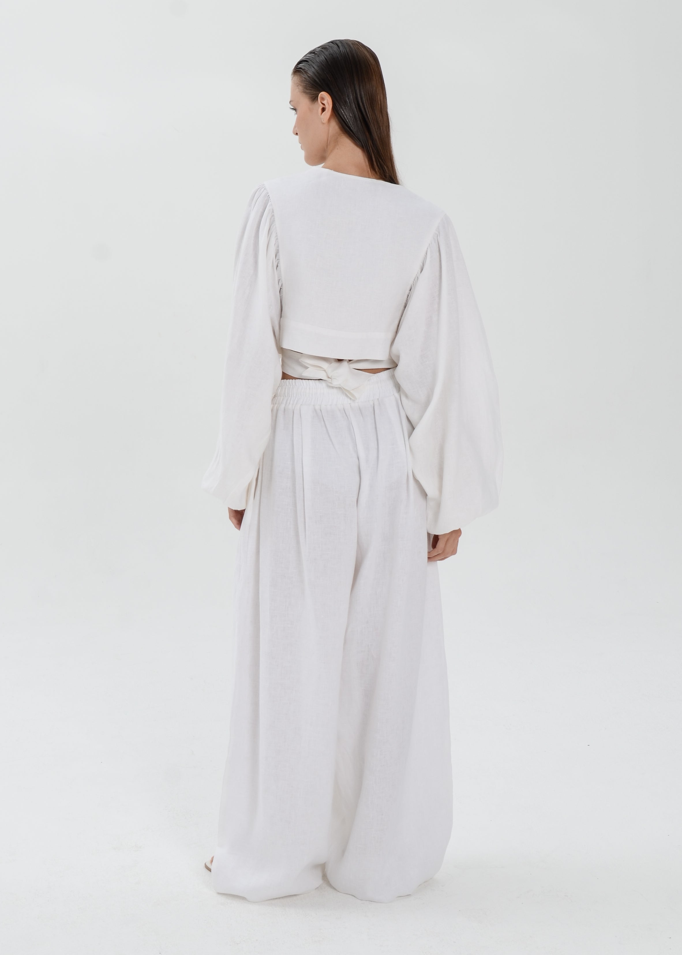 The Essence Linen Set - Bubble Pants and Long Sleeves Jacket