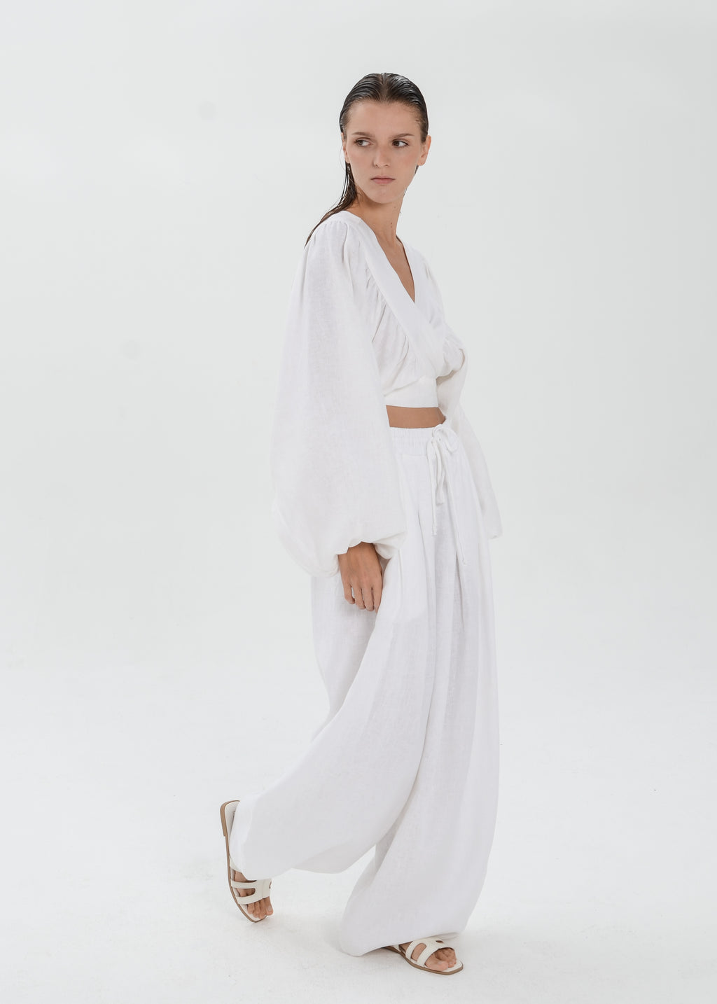 The Essence Linen Set - Bubble Pants and Long Sleeves Jacket