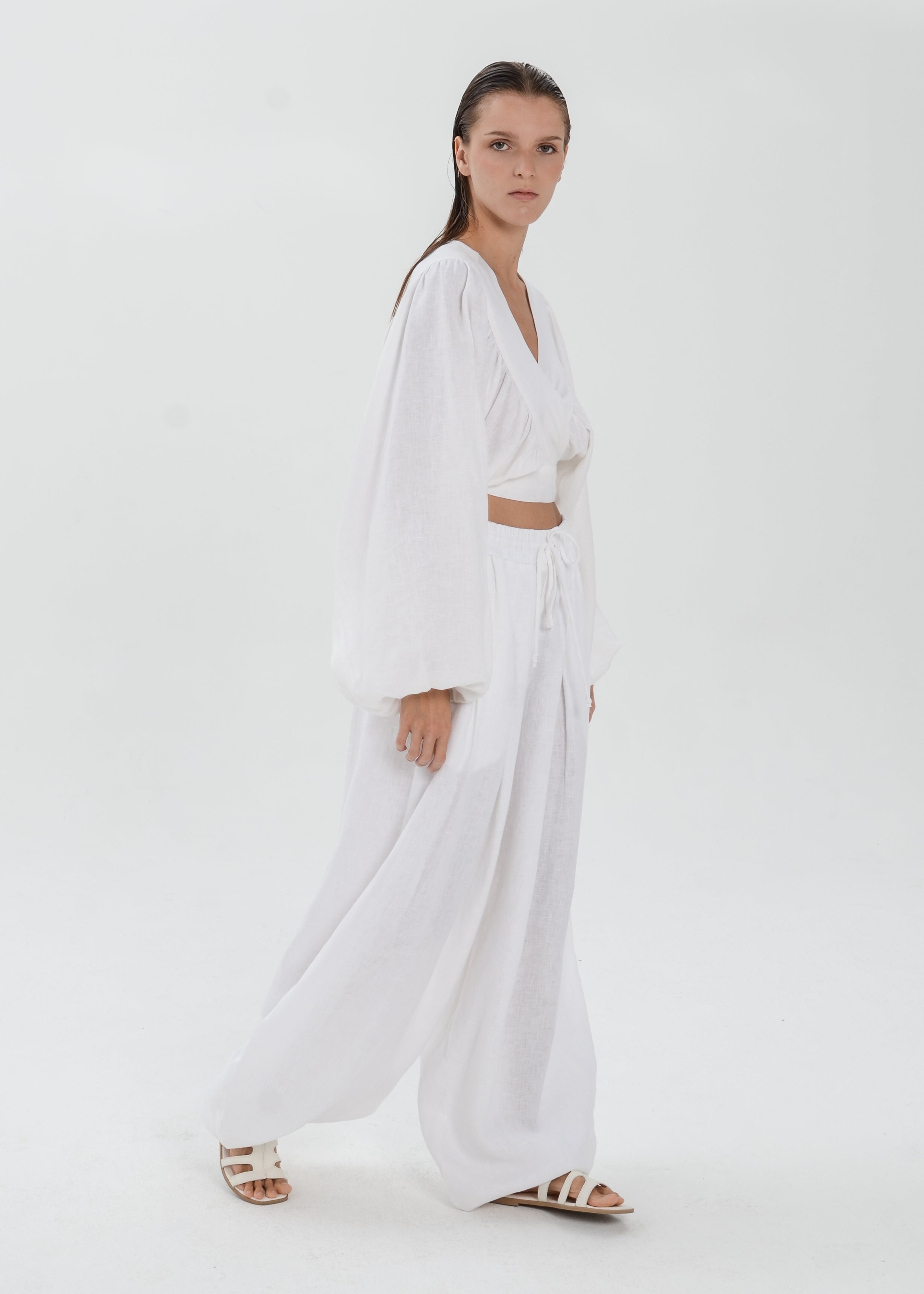 The Essence Linen Set - Bubble Pants and Long Sleeves Jacket