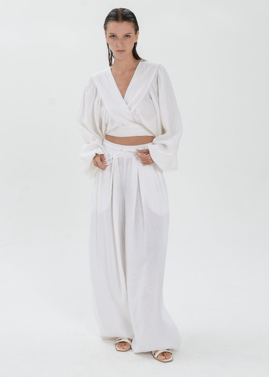 The Essence Linen Set - Bubble Pants and Long Sleeves Jacket