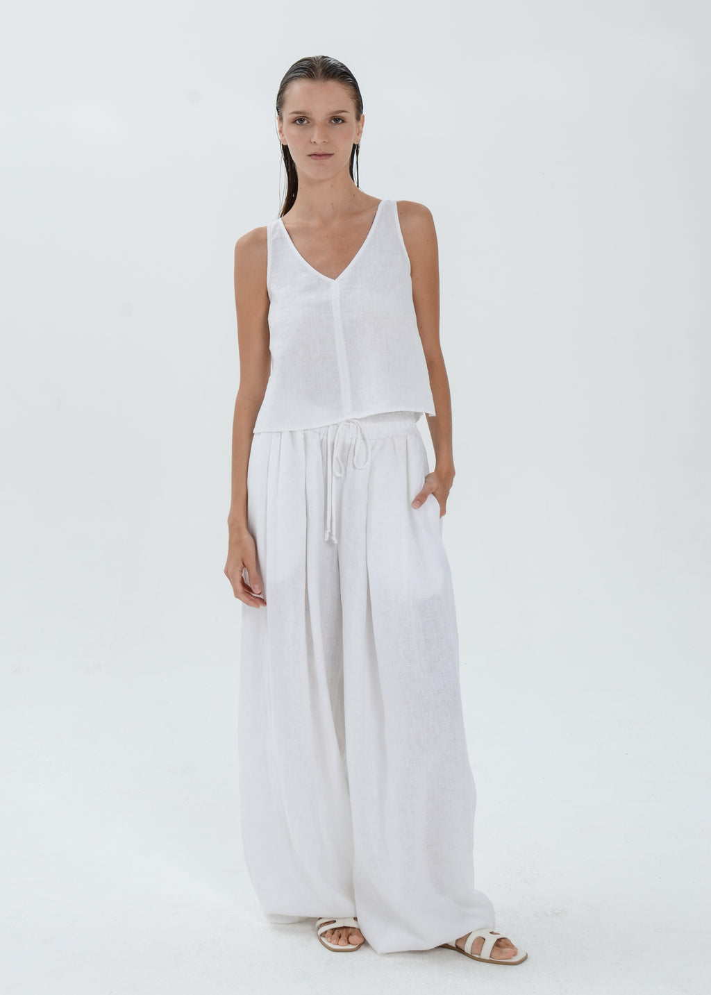 The Essence Linen Top - Sleeveless Top