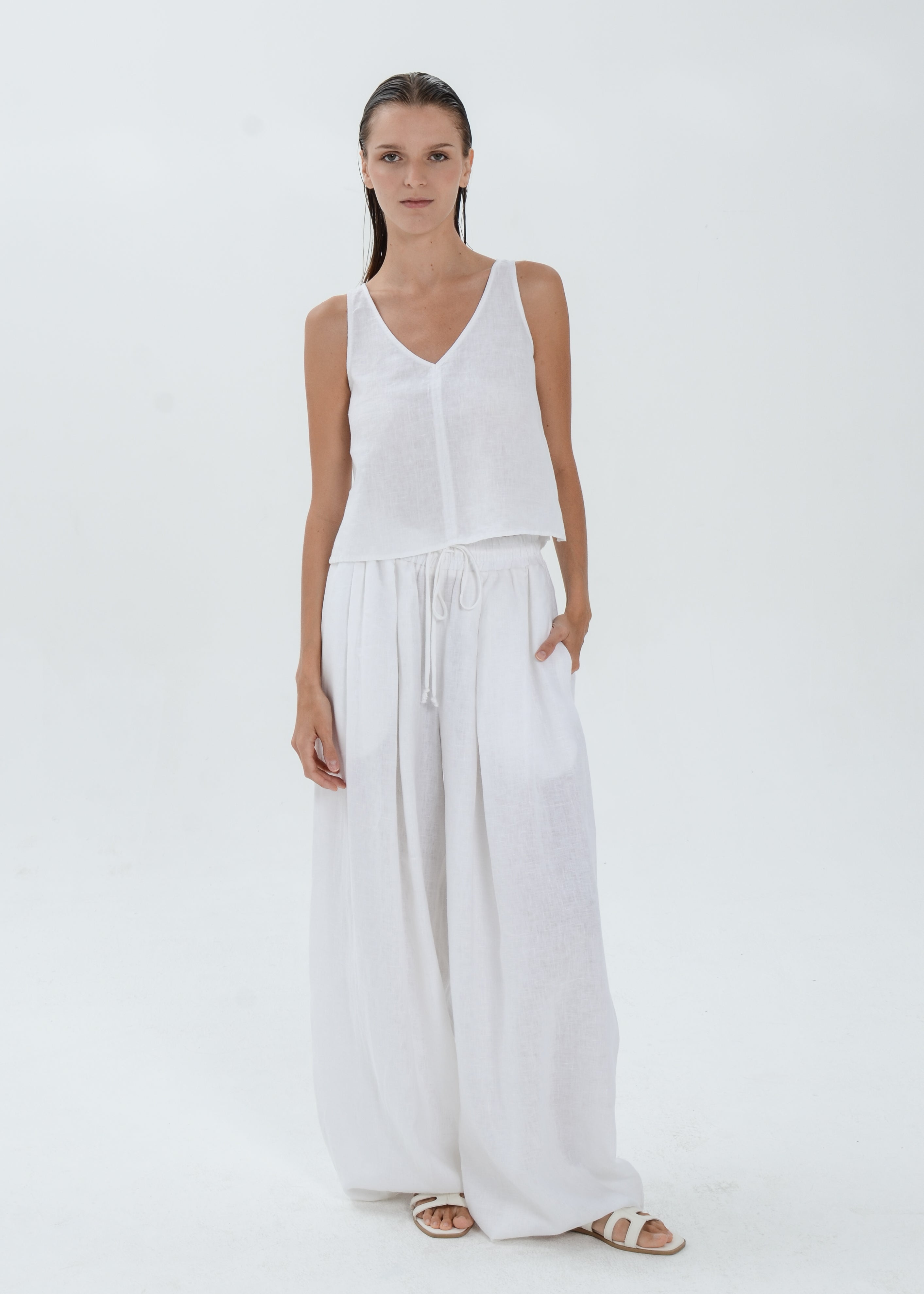 The Essence Linen Top - Sleeveless Top