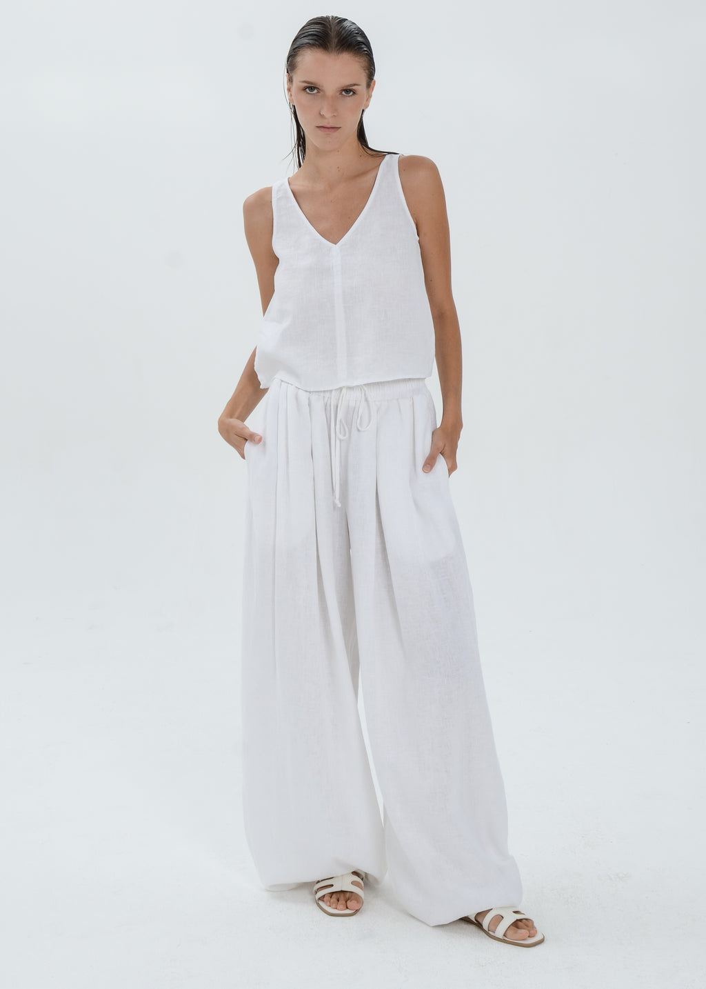 The Essence Linen Top - Sleeveless Top