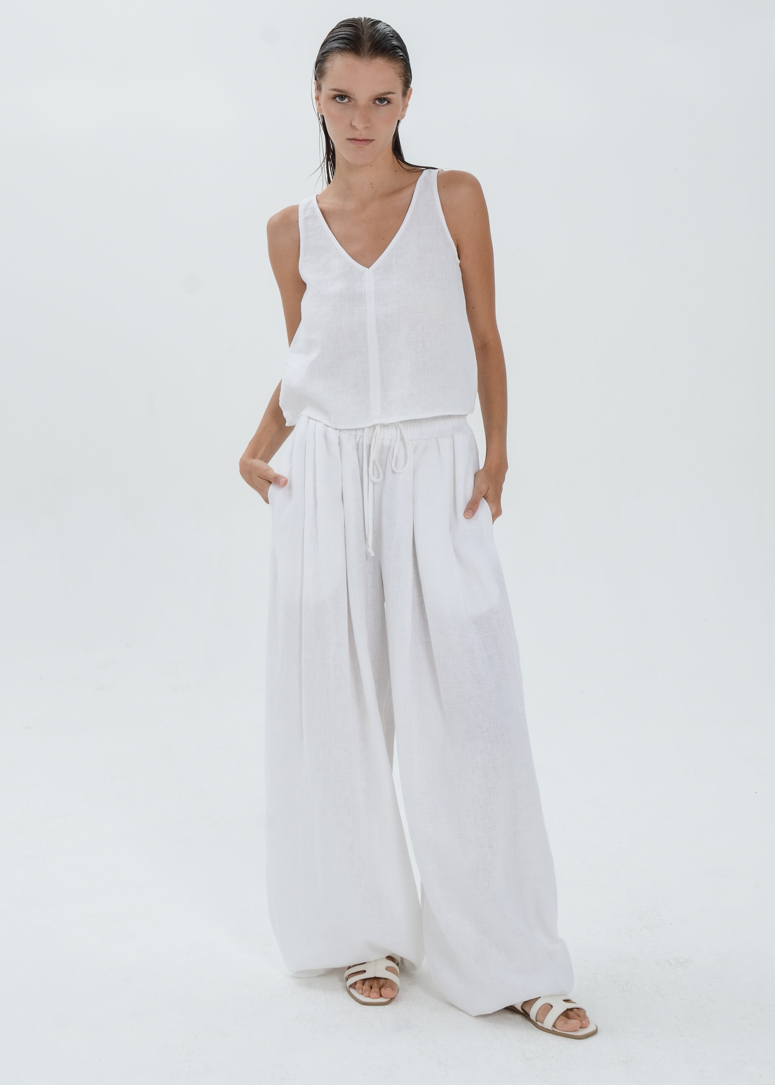 The Essence Linen Top - Sleeveless Top
