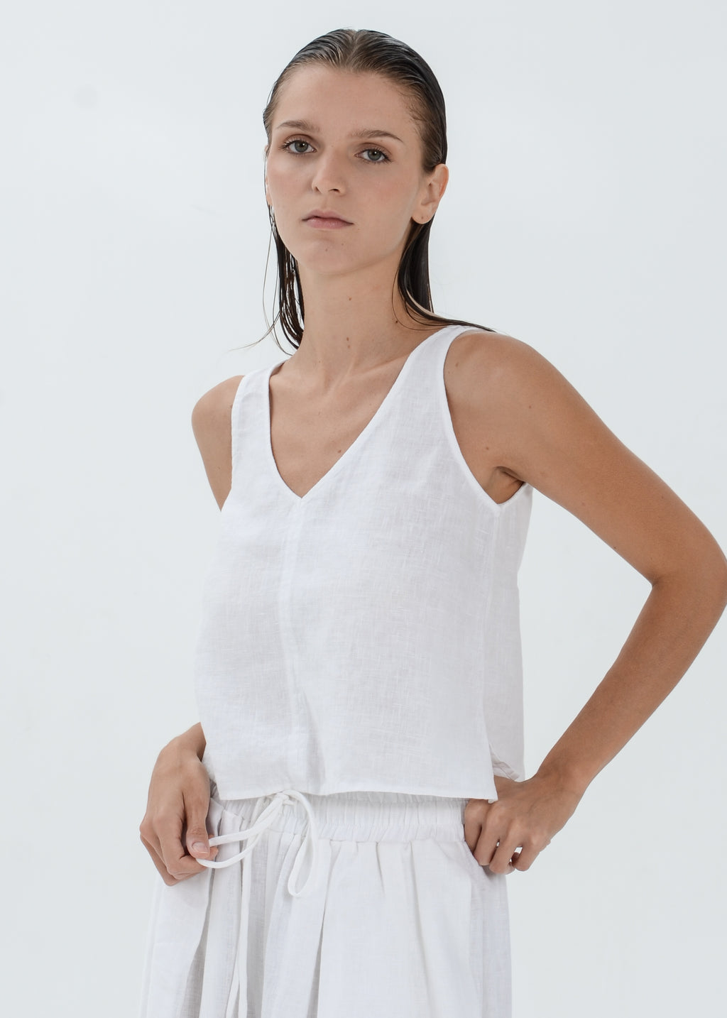 The Essence Linen Top - Sleeveless Top