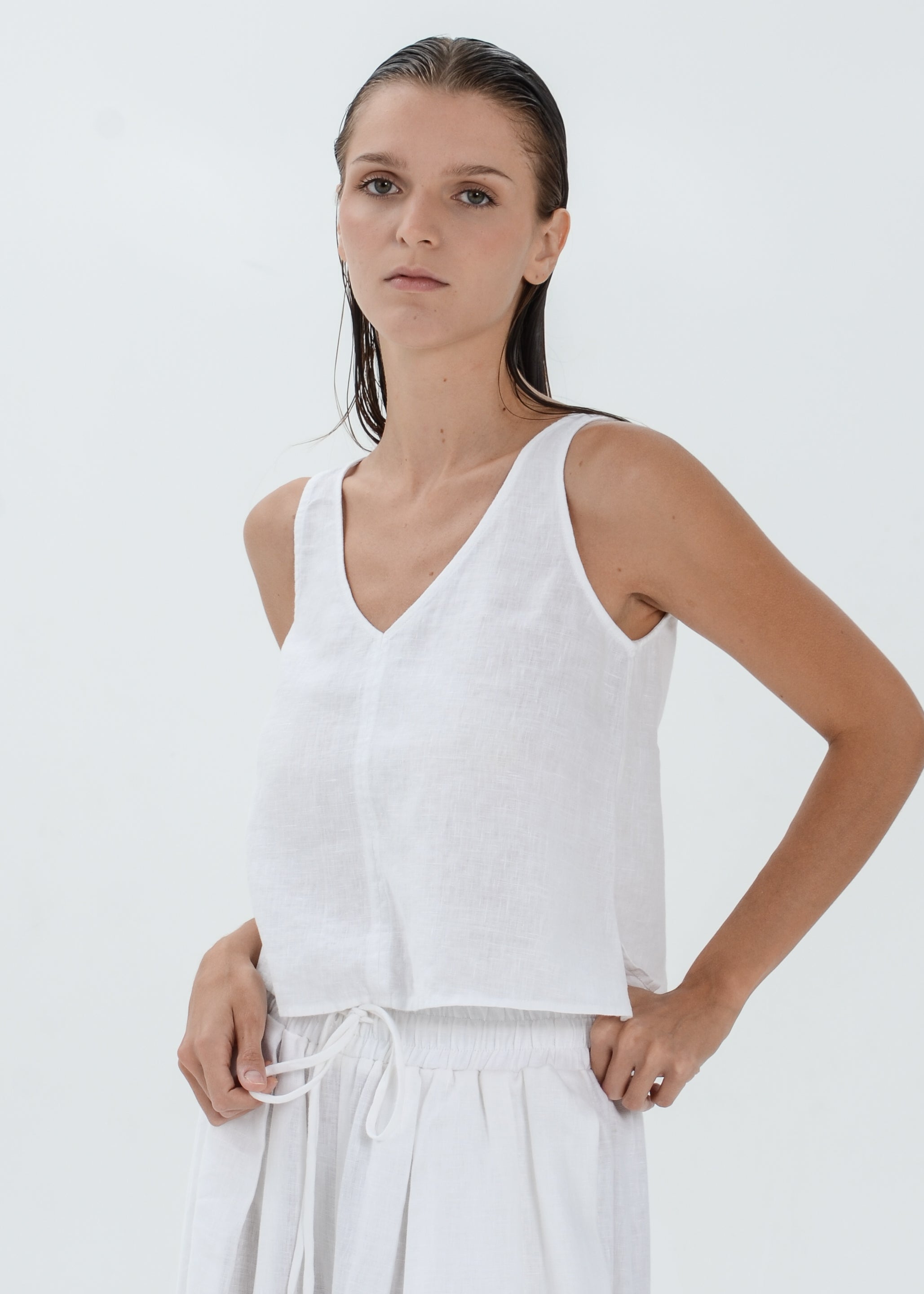The Essence Linen Top - Sleeveless Top