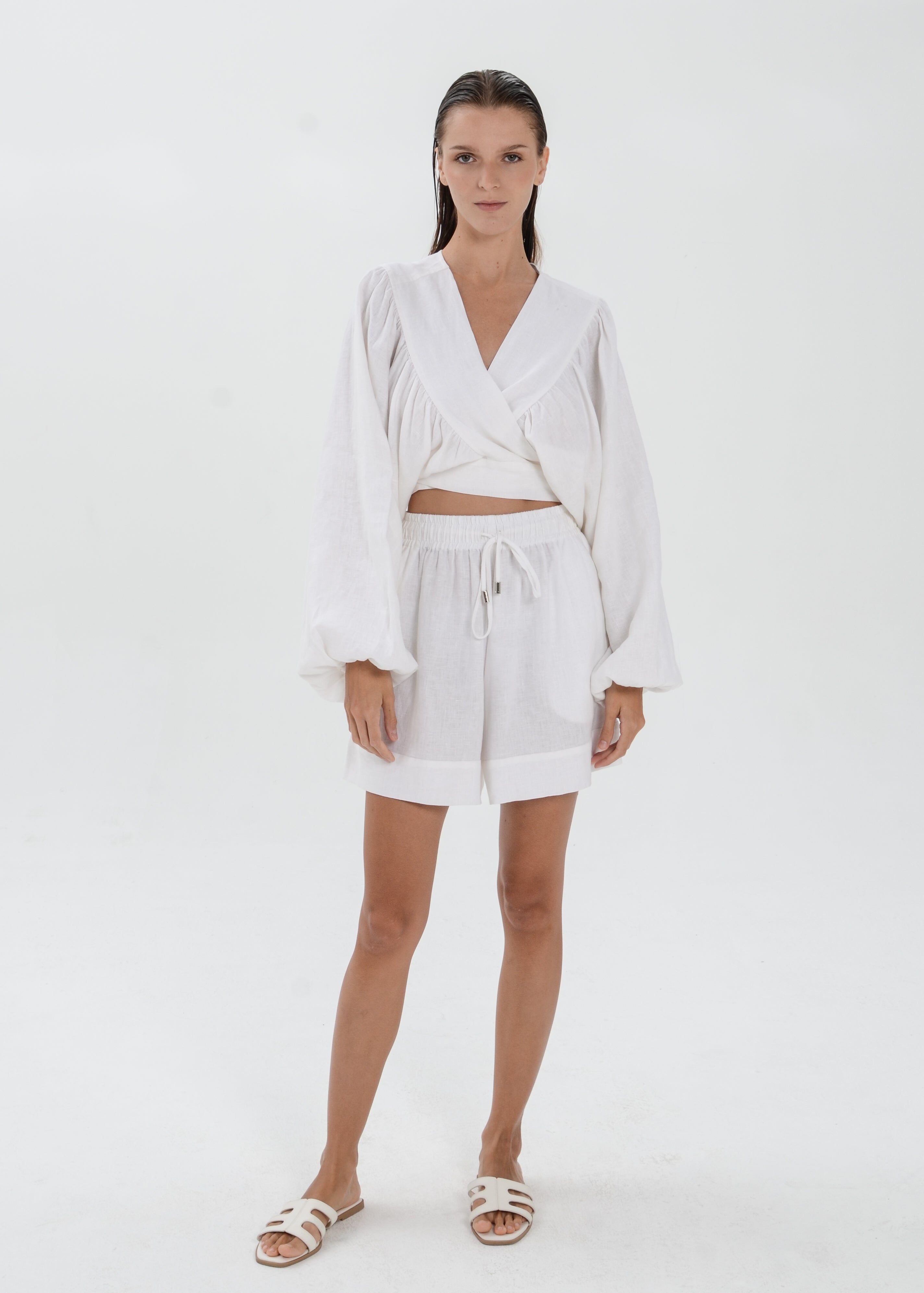 The Essence Linen Top - Tie Waist Jacket
