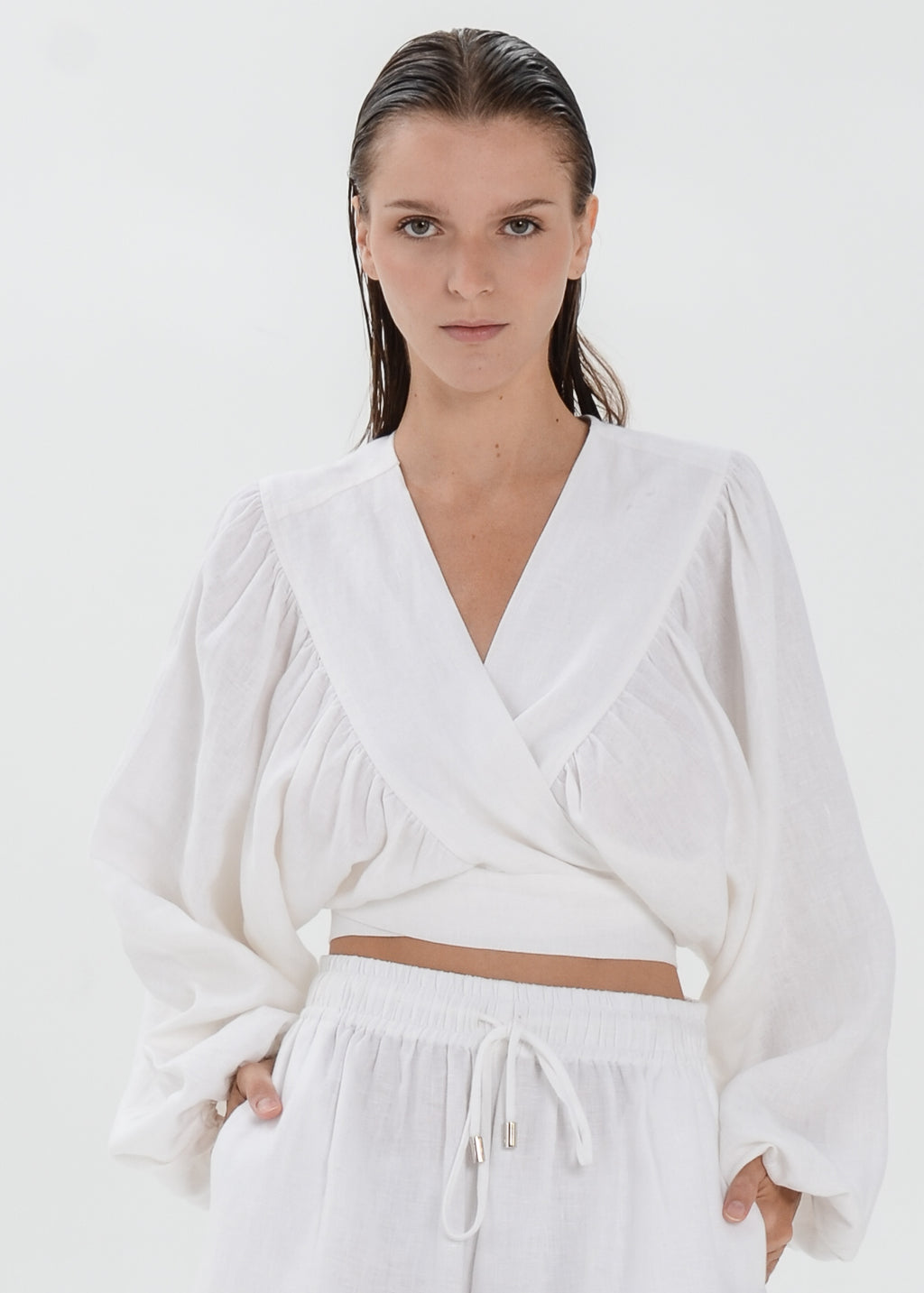 The Essence Linen Top - Tie Waist Jacket