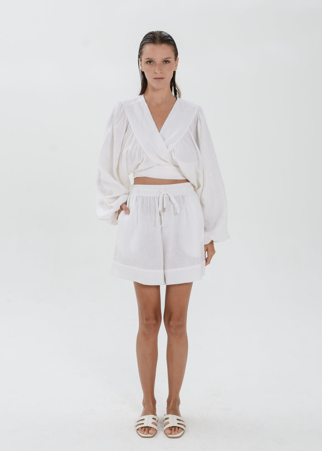 The Essence Linen Top - Tie Waist Jacket