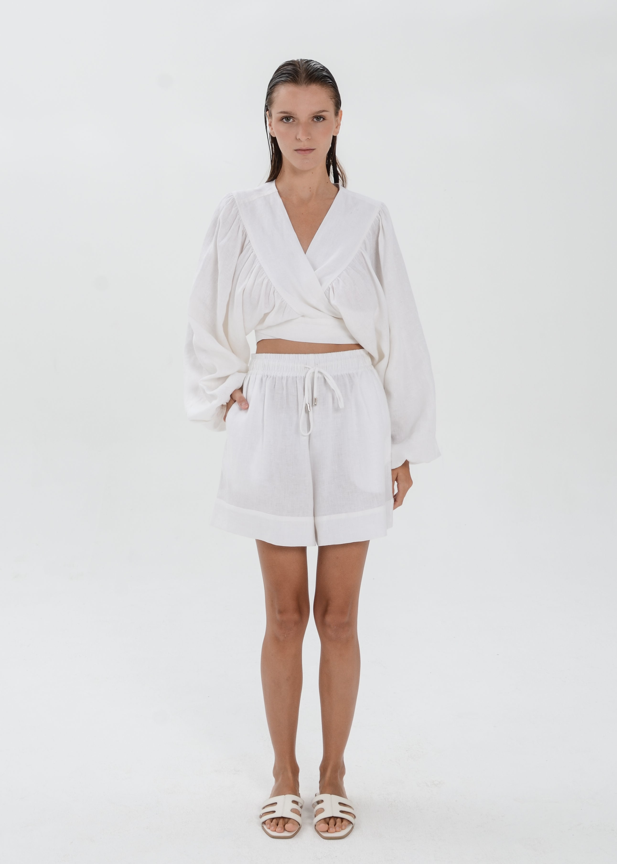 The Essence Linen Top - Tie Waist Jacket