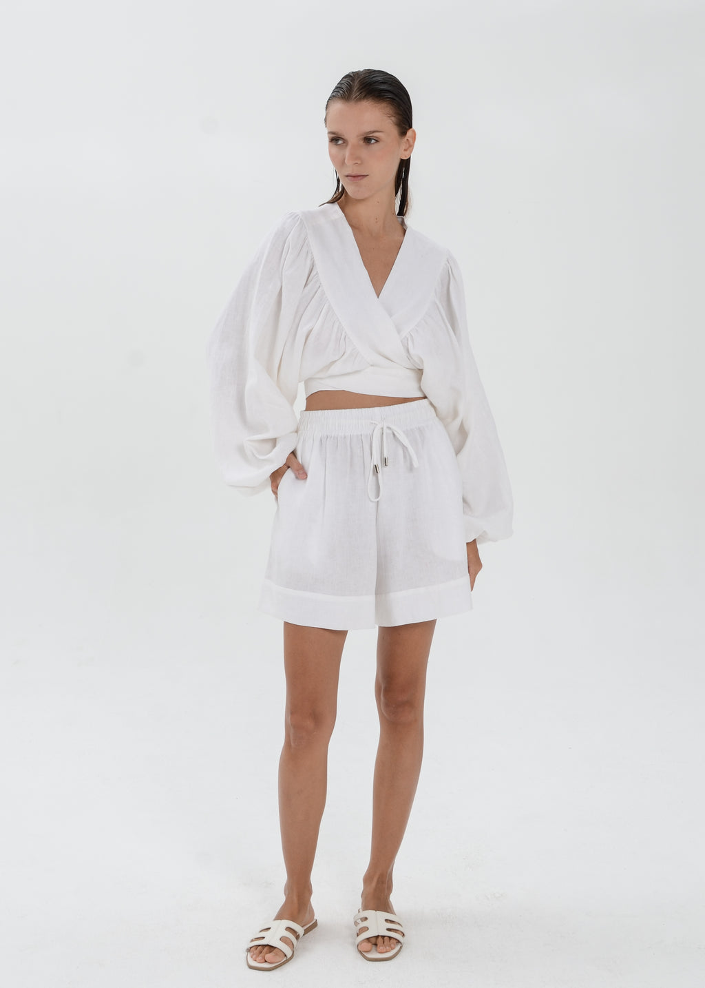 The Essence Linen Top - Tie Waist Jacket