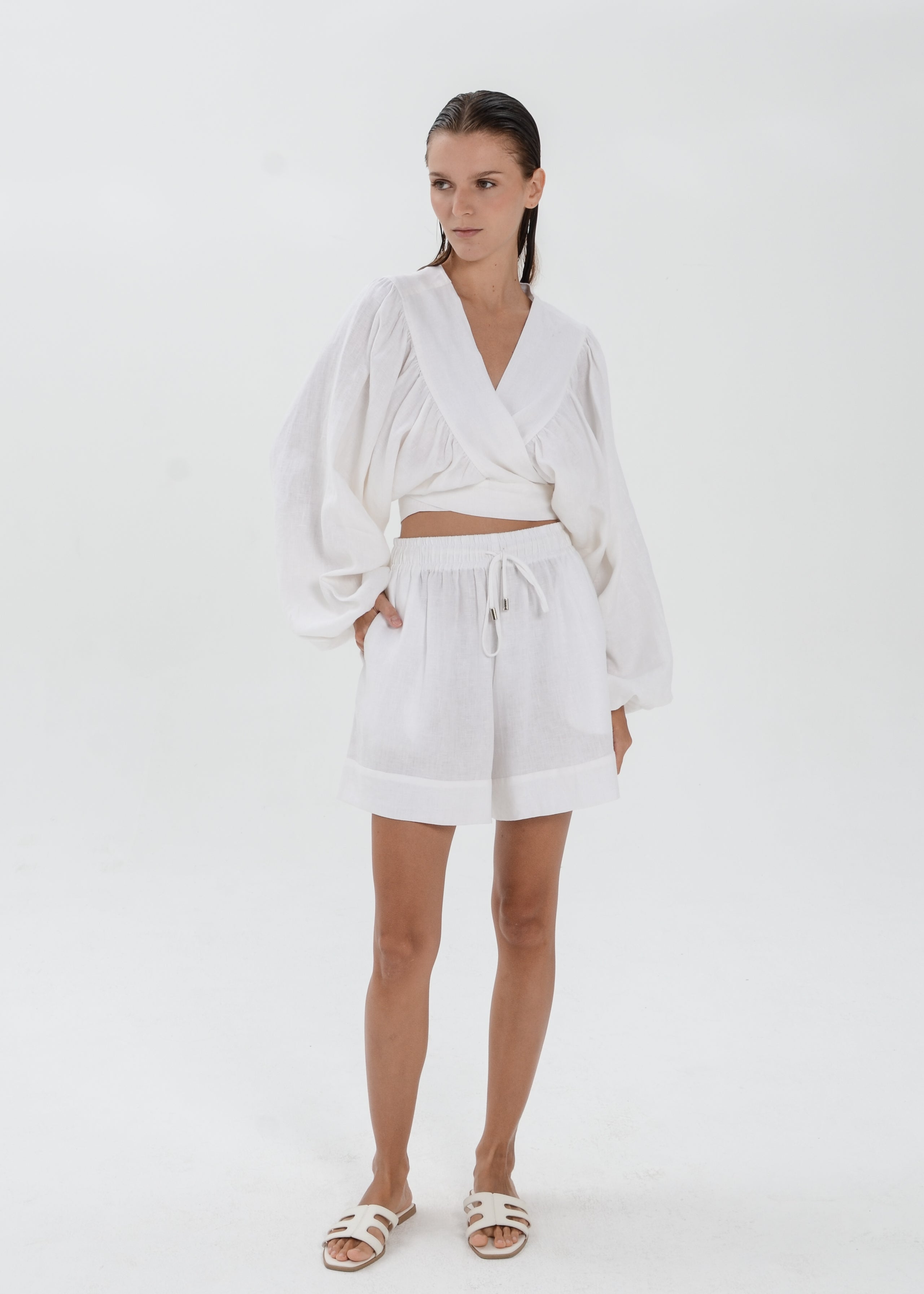 The Essence Linen Top - Tie Waist Jacket