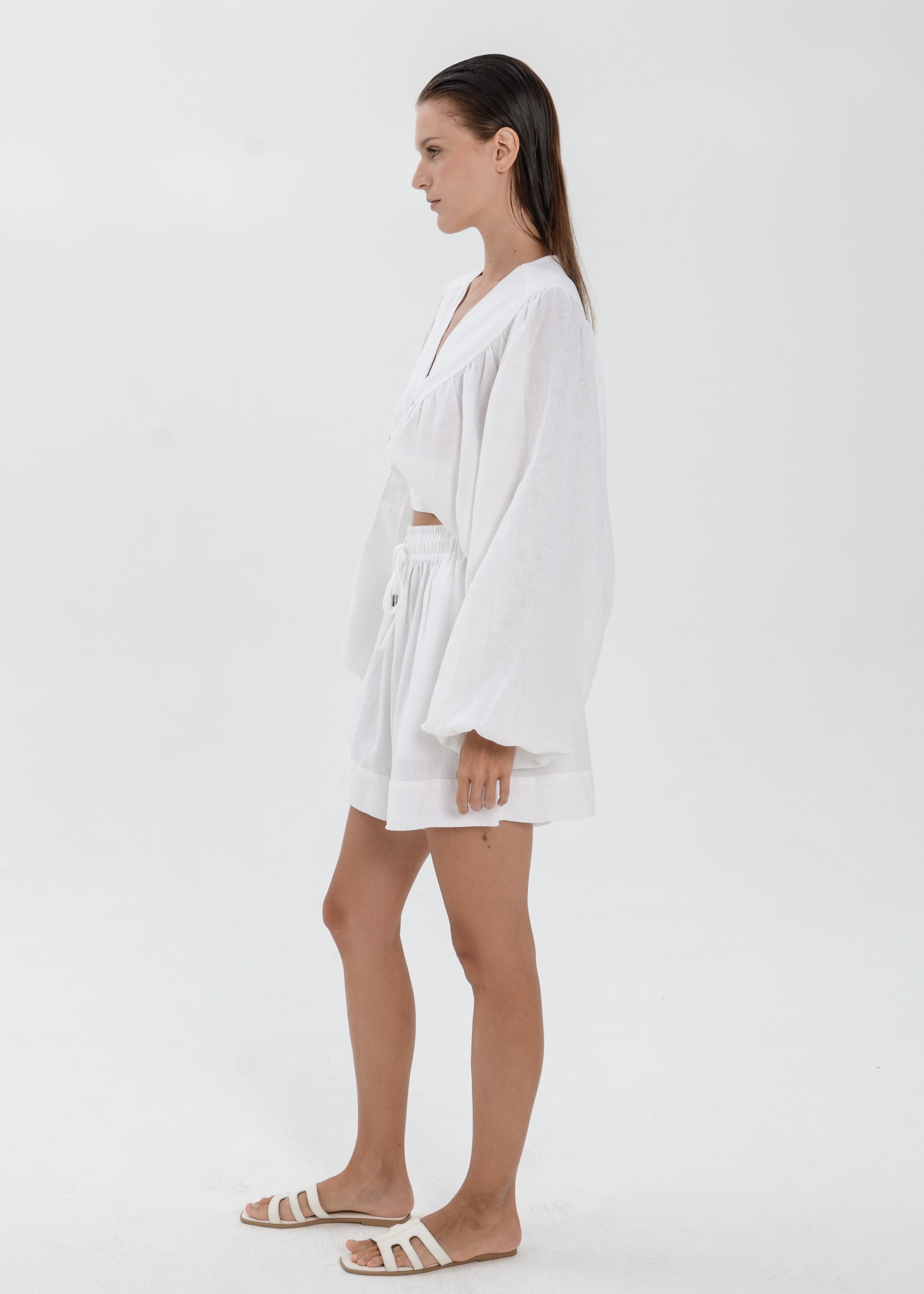 The Essence Linen Top - Tie Waist Jacket