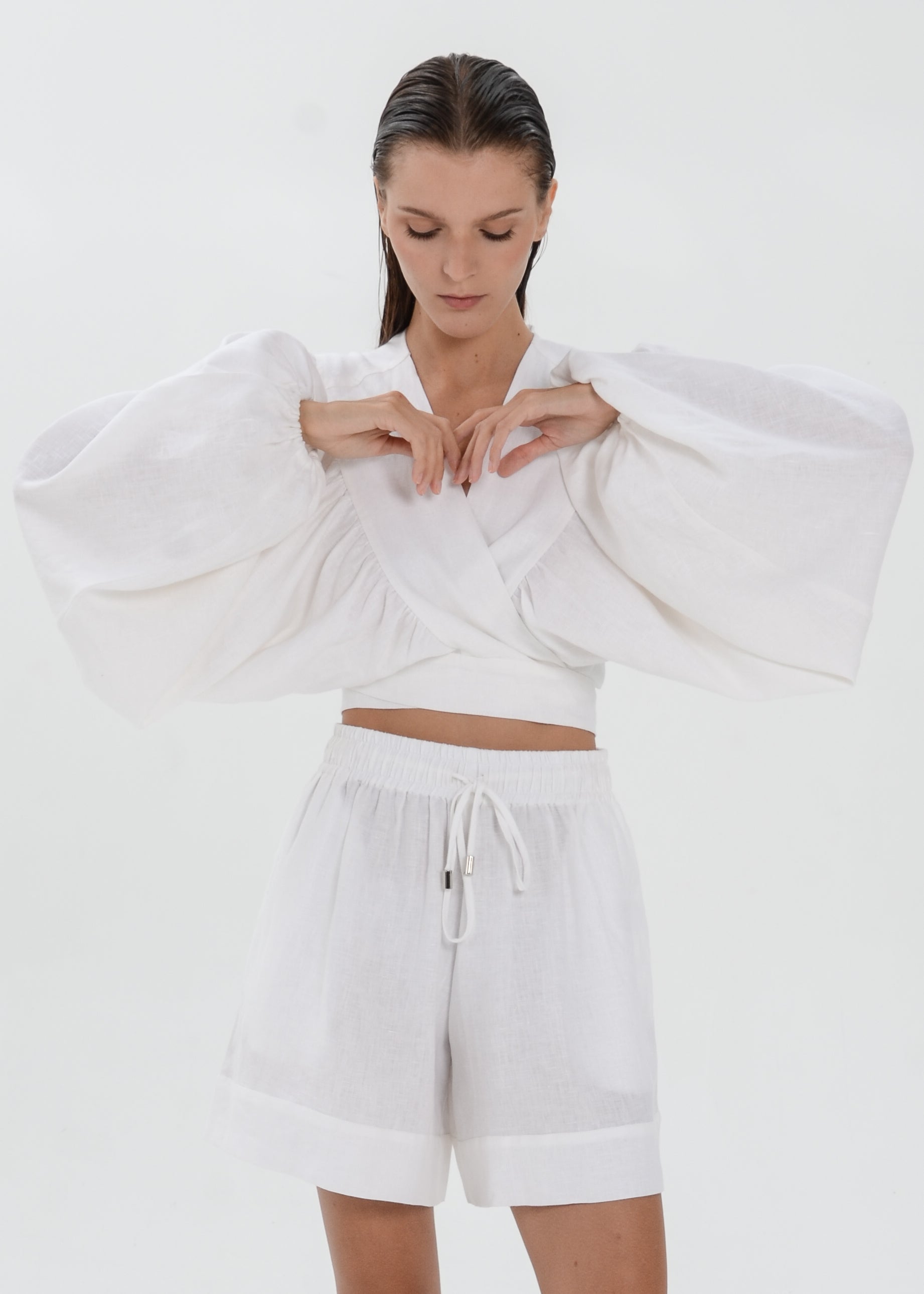 The Essence Linen Top - Tie Waist Jacket