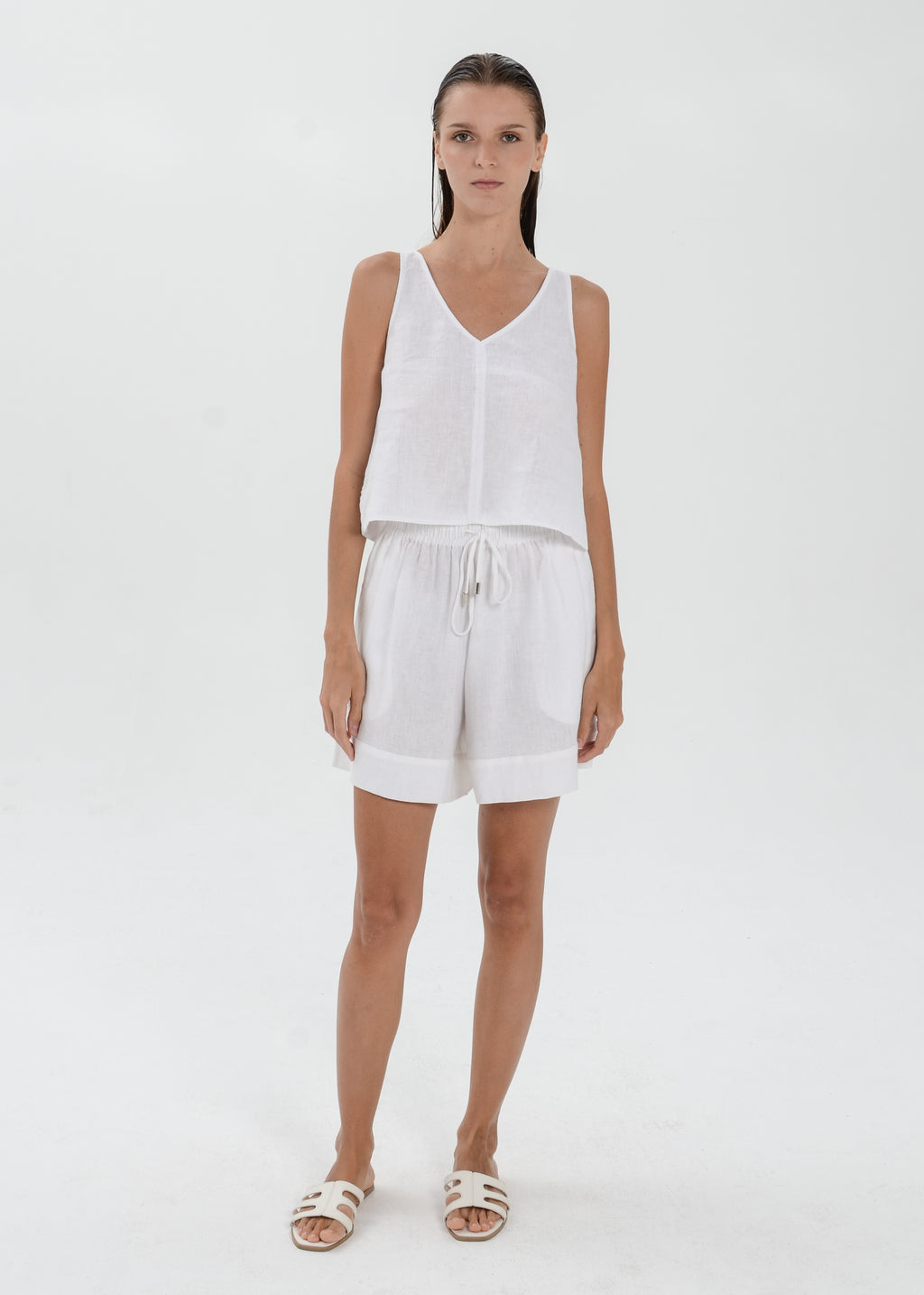 The Essence Linen Pants - Elastic Waist Shorts