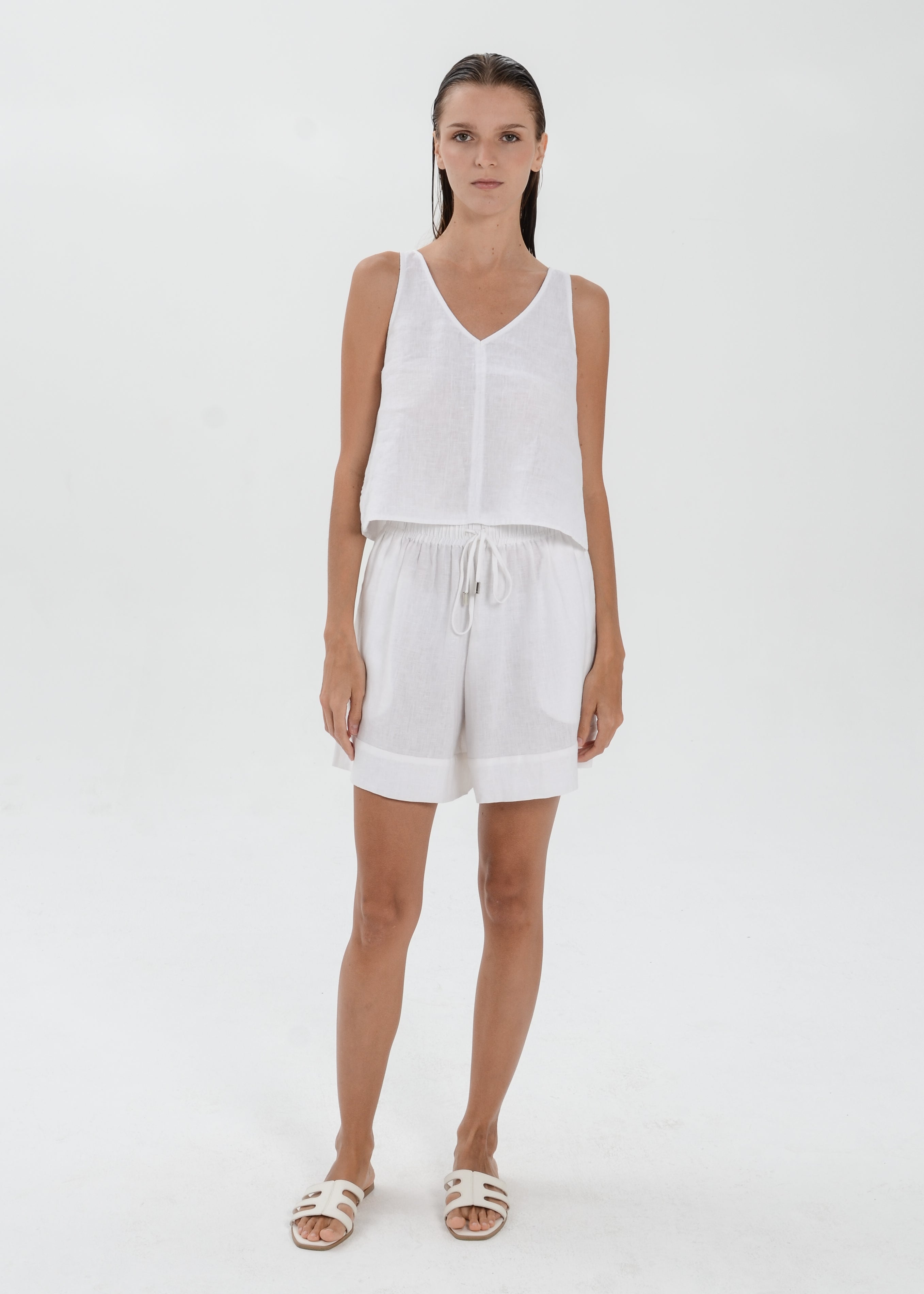 The Essence Linen Pants - Elastic Waist Shorts