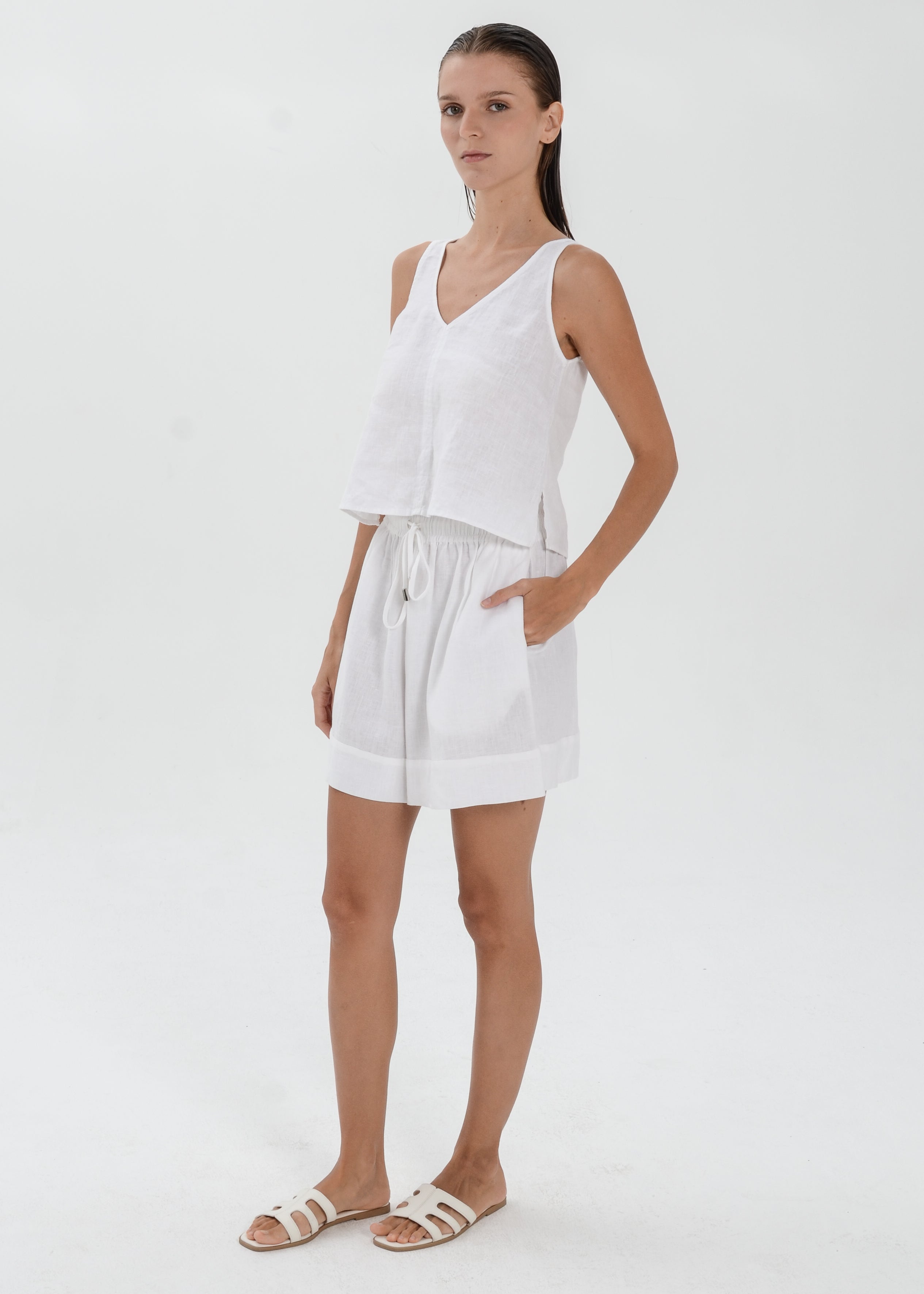 The Essence Linen Pants - Elastic Waist Shorts