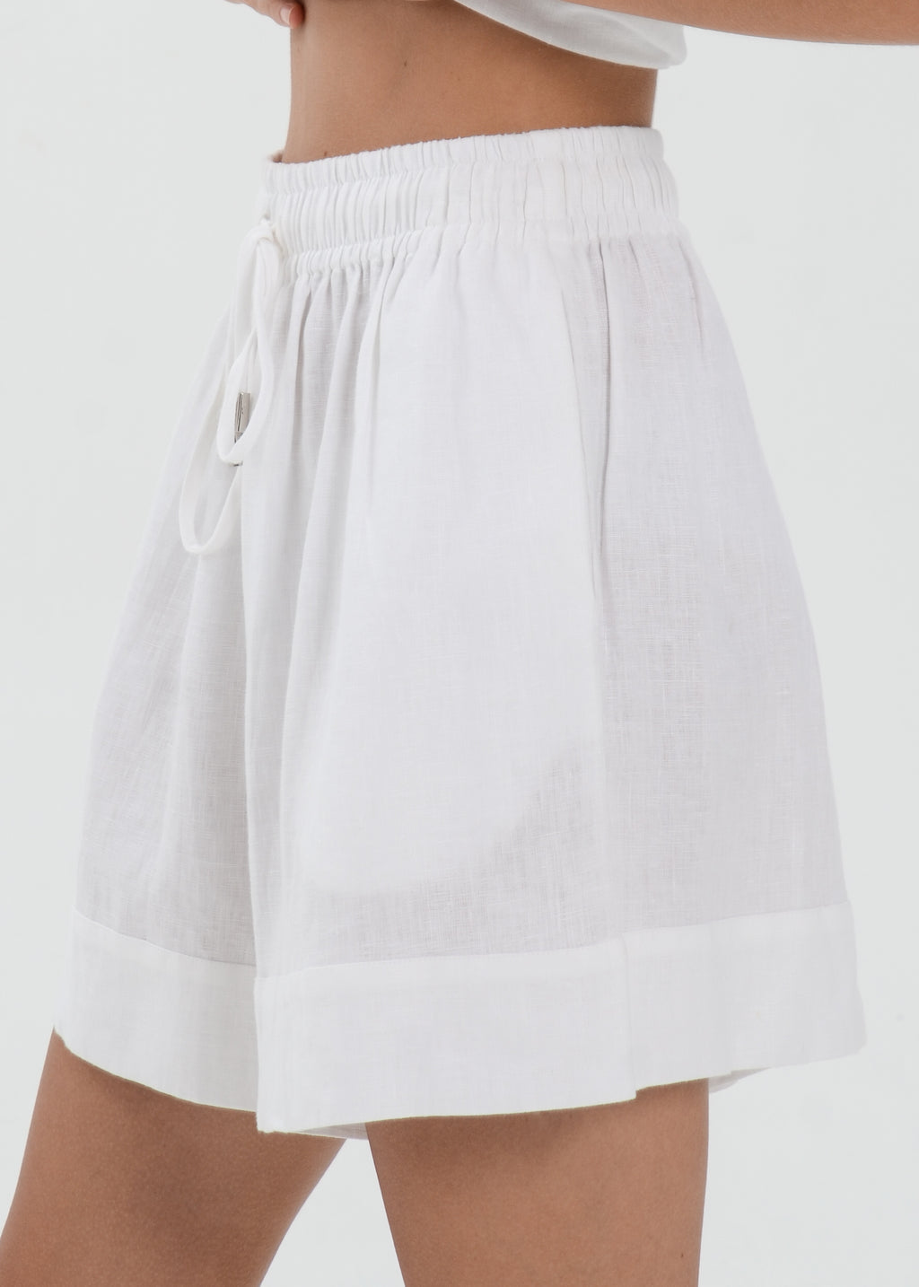 The Essence Linen Pants - Elastic Waist Shorts