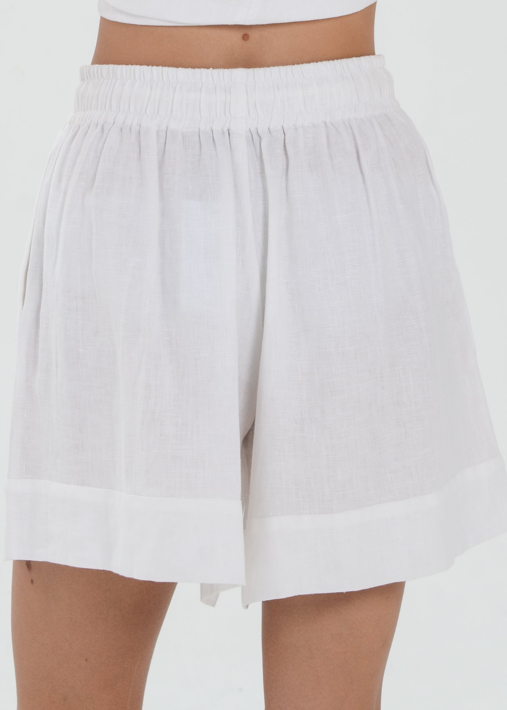 The Essence Linen Pants - Elastic Waist Shorts