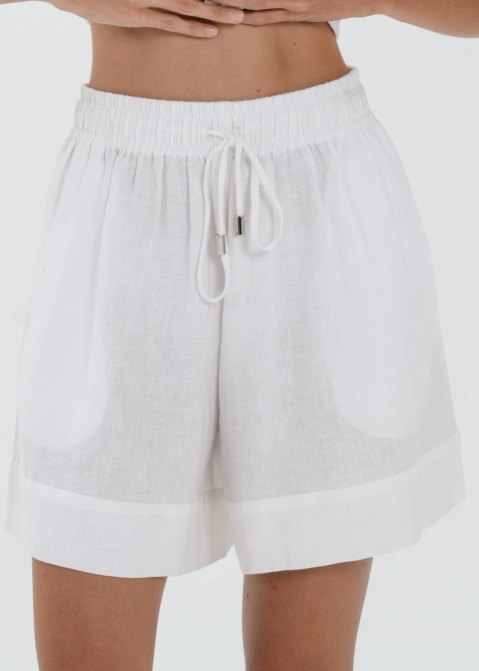 The Essence Linen Pants - Elastic Waist Shorts