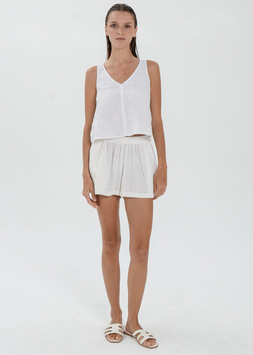 The Essence Linen Pants - Elastic Waist Mini Shorts