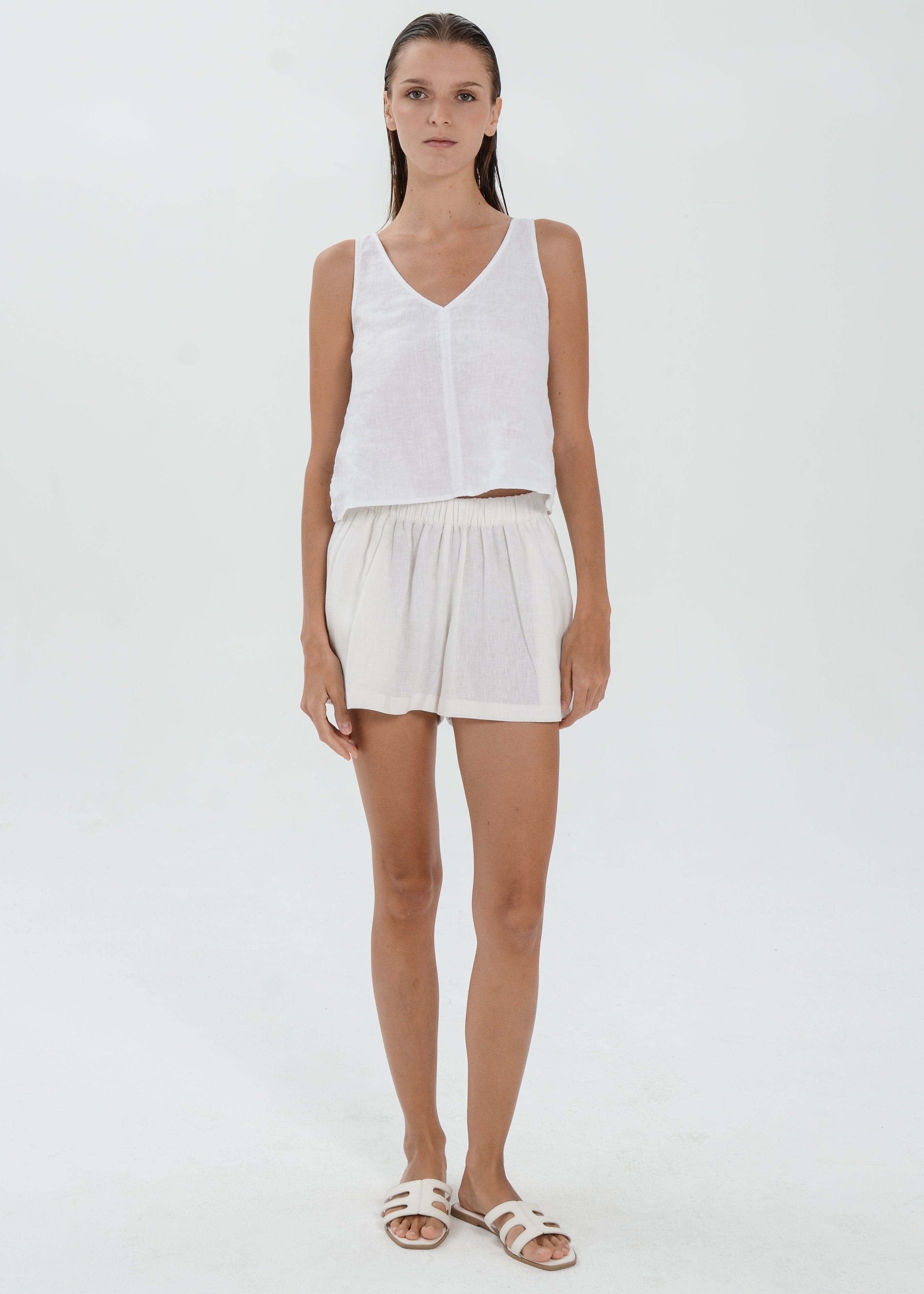 The Essence Linen Pants - Elastic Waist Mini Shorts