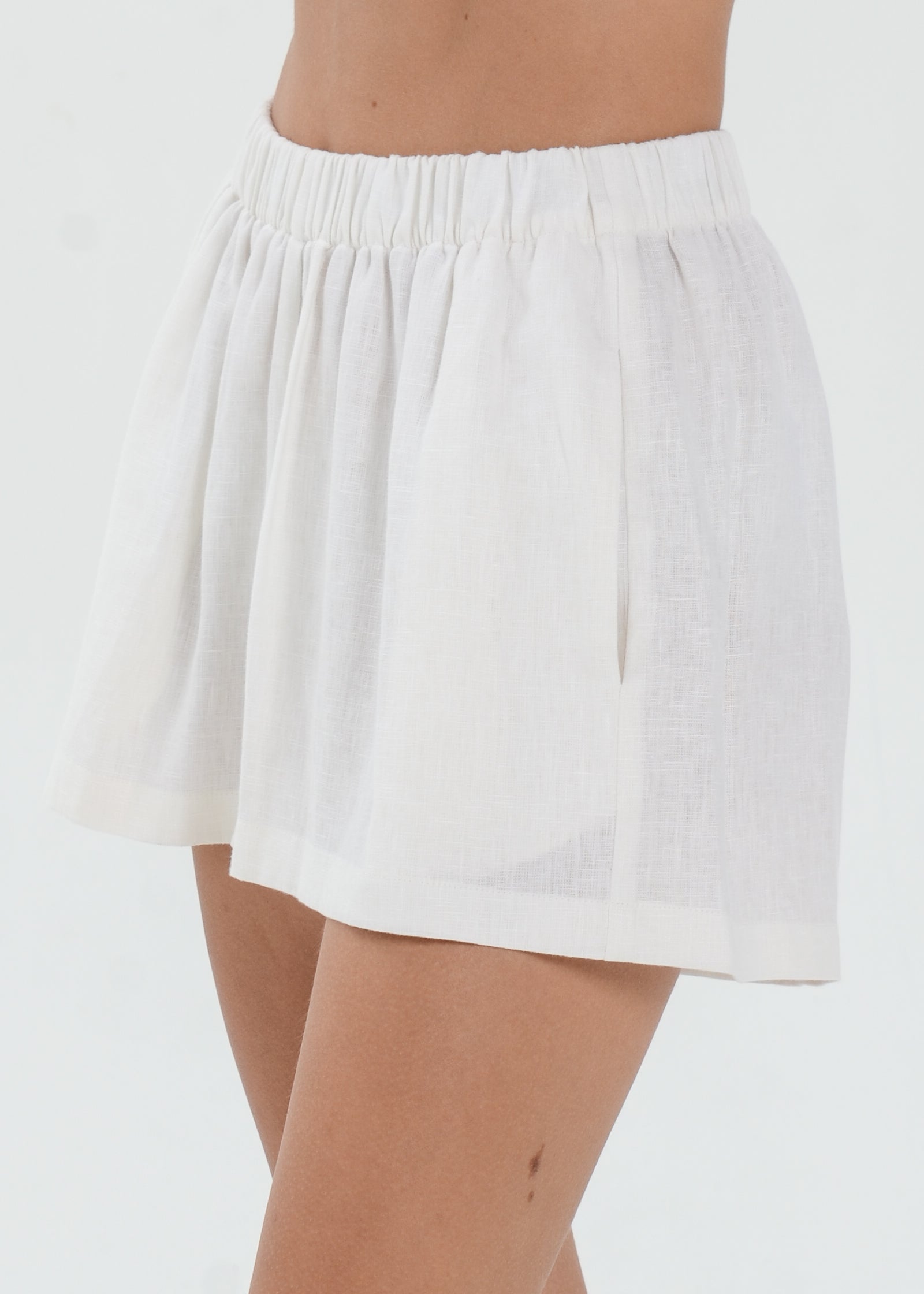 The Essence Linen Pants - Elastic Waist Mini Shorts