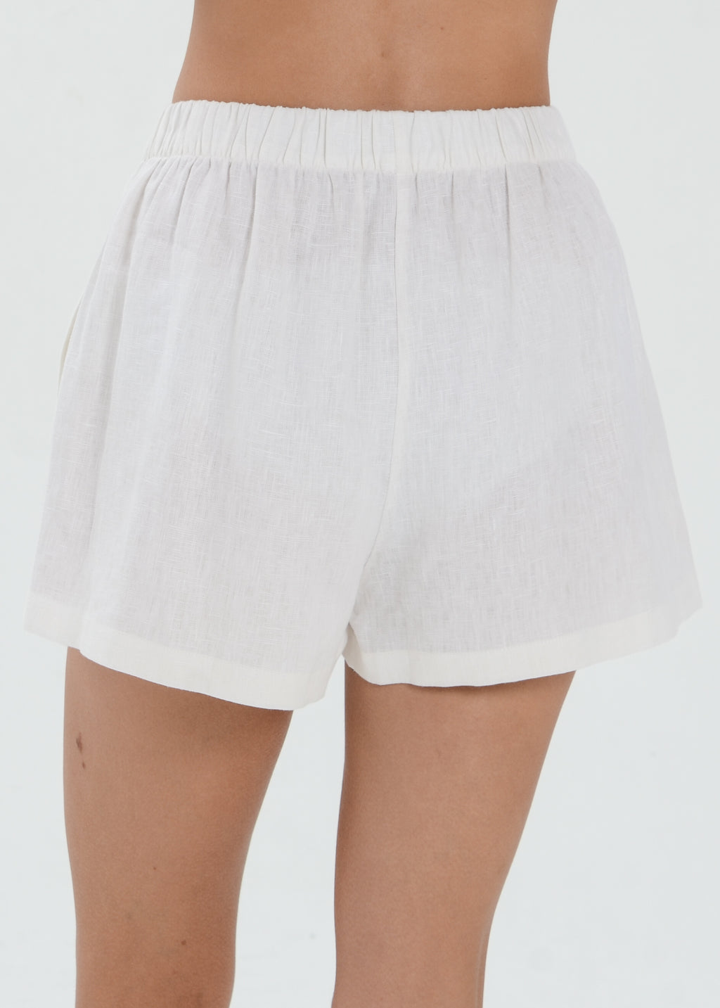 The Essence Linen Pants - Elastic Waist Mini Shorts