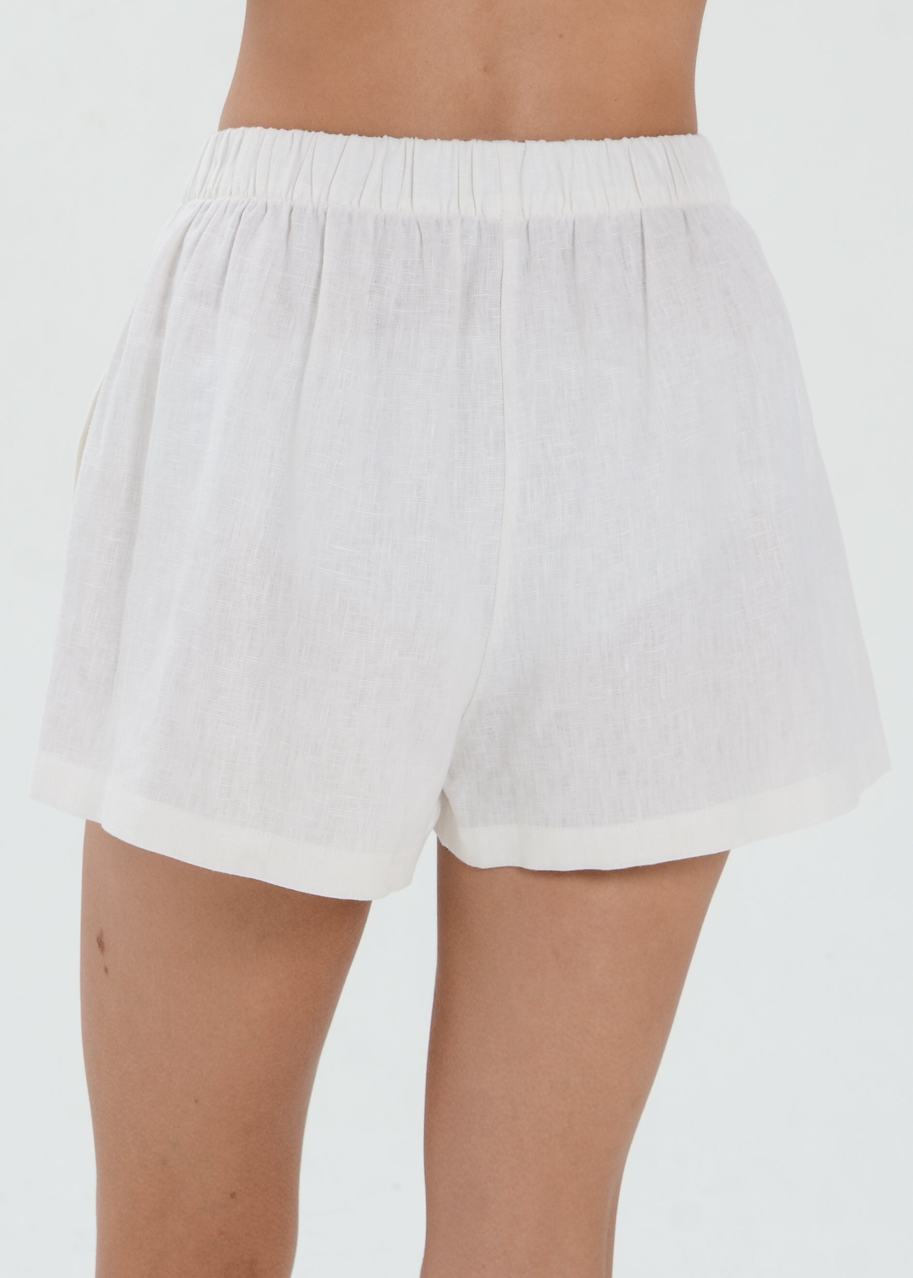 The Essence Linen Pants - Elastic Waist Mini Shorts